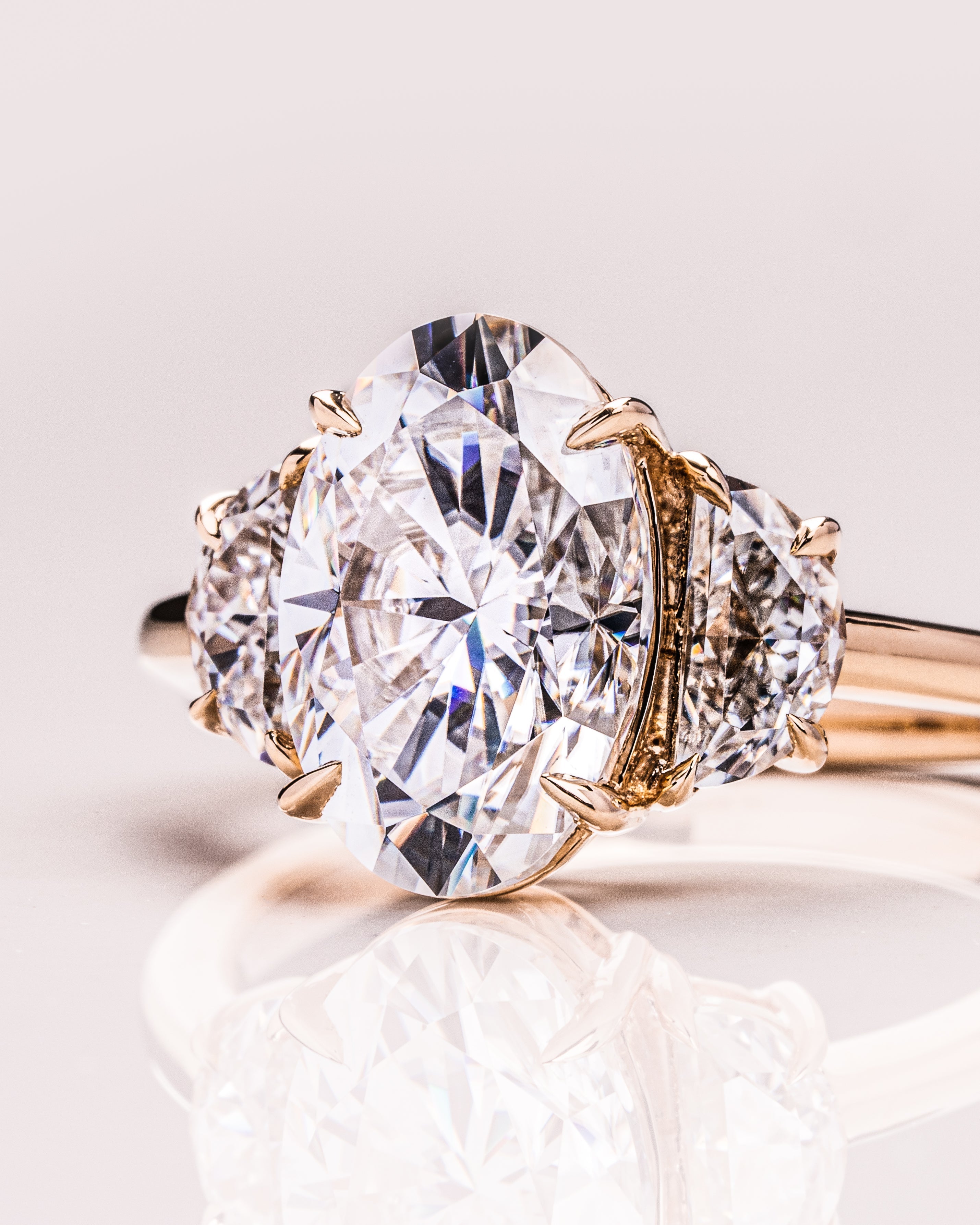 2.0 - 4.0 CT Oval G/VS2 CVD Diamond Three Stone Engagement Ring - Camila Brown