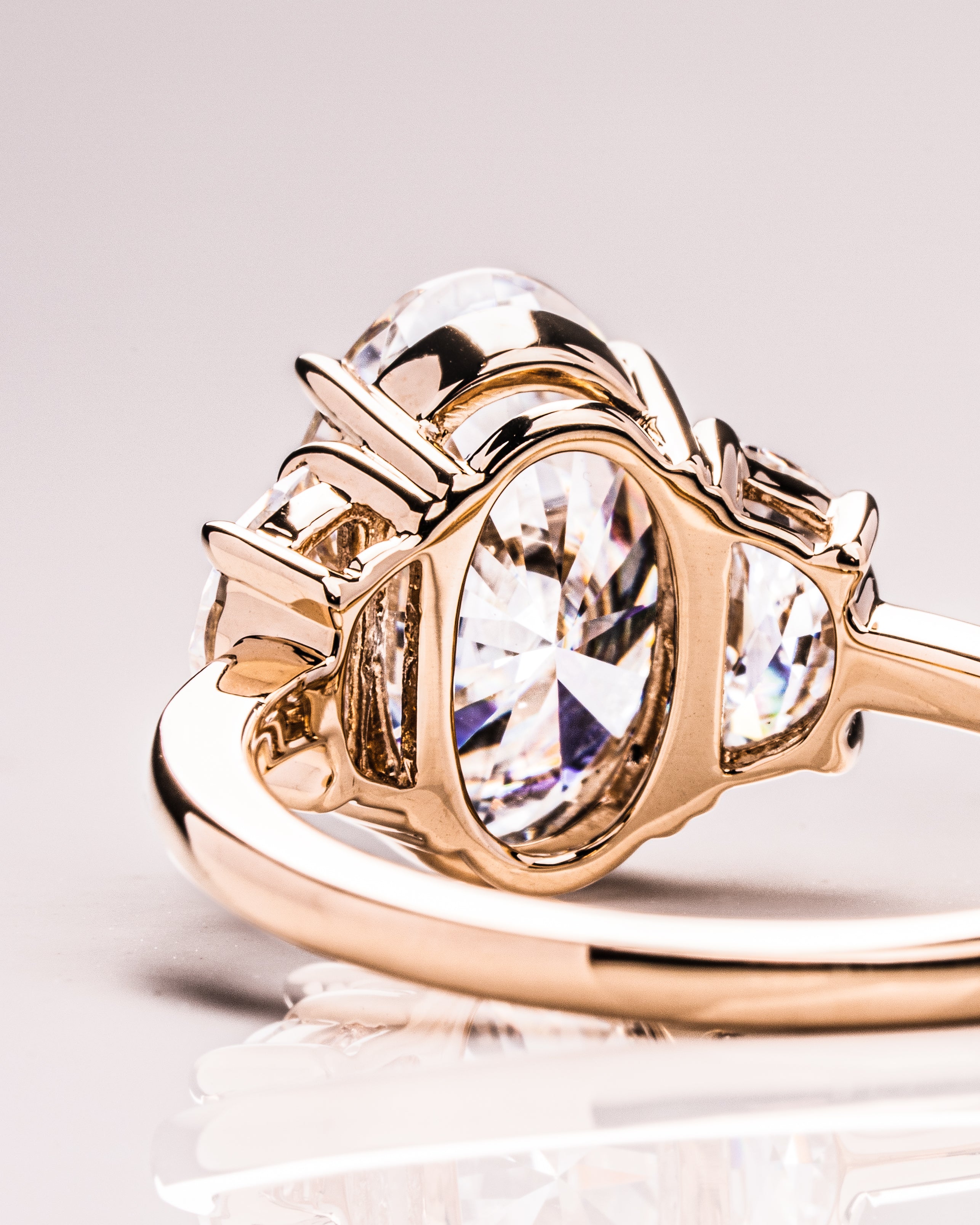 2.0 - 4.0 CT Oval G/VS2 CVD Diamond Three Stone Engagement Ring - Camila Brown