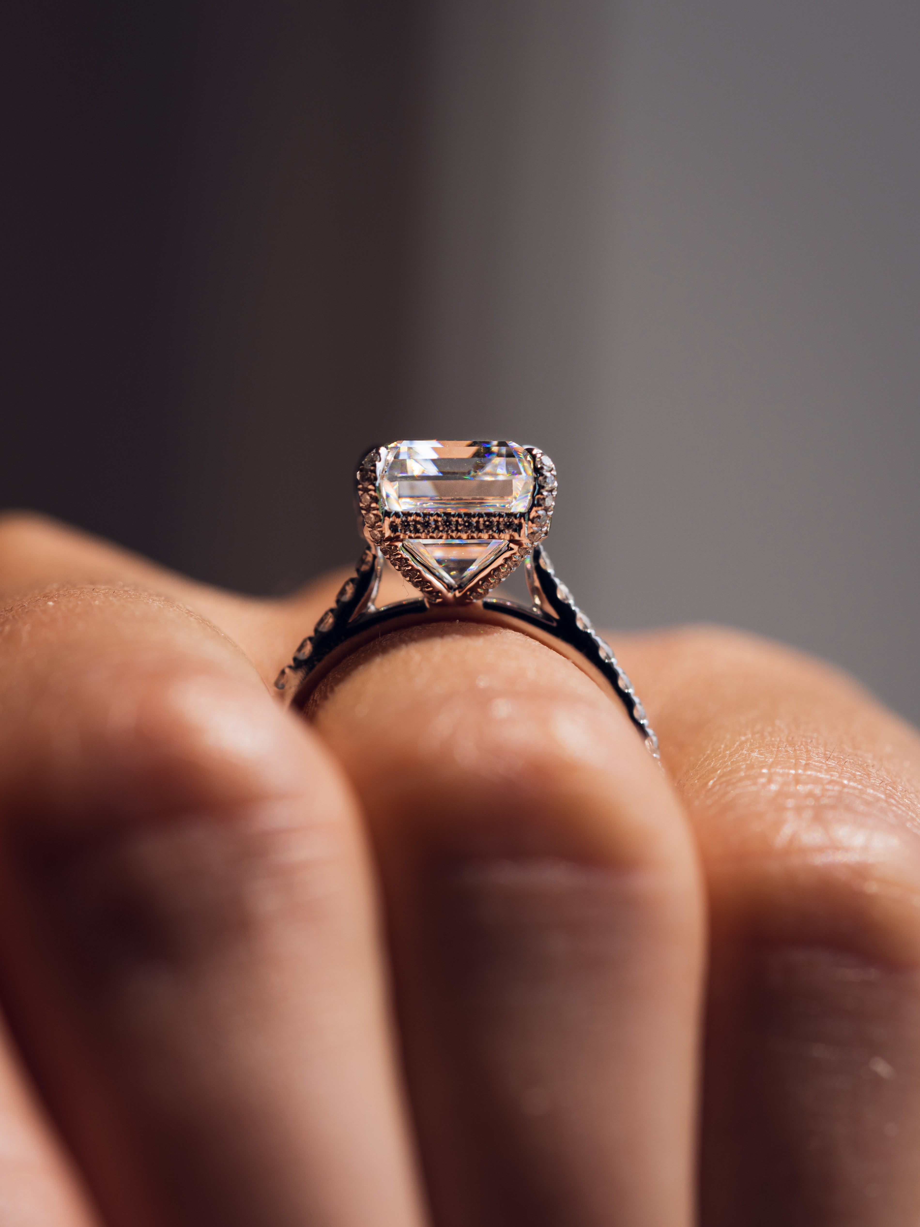 2.50 - 4.50 CT Emerald G/VS2 CVD Diamond Pave Setting Engagement Ring - Camila Brown