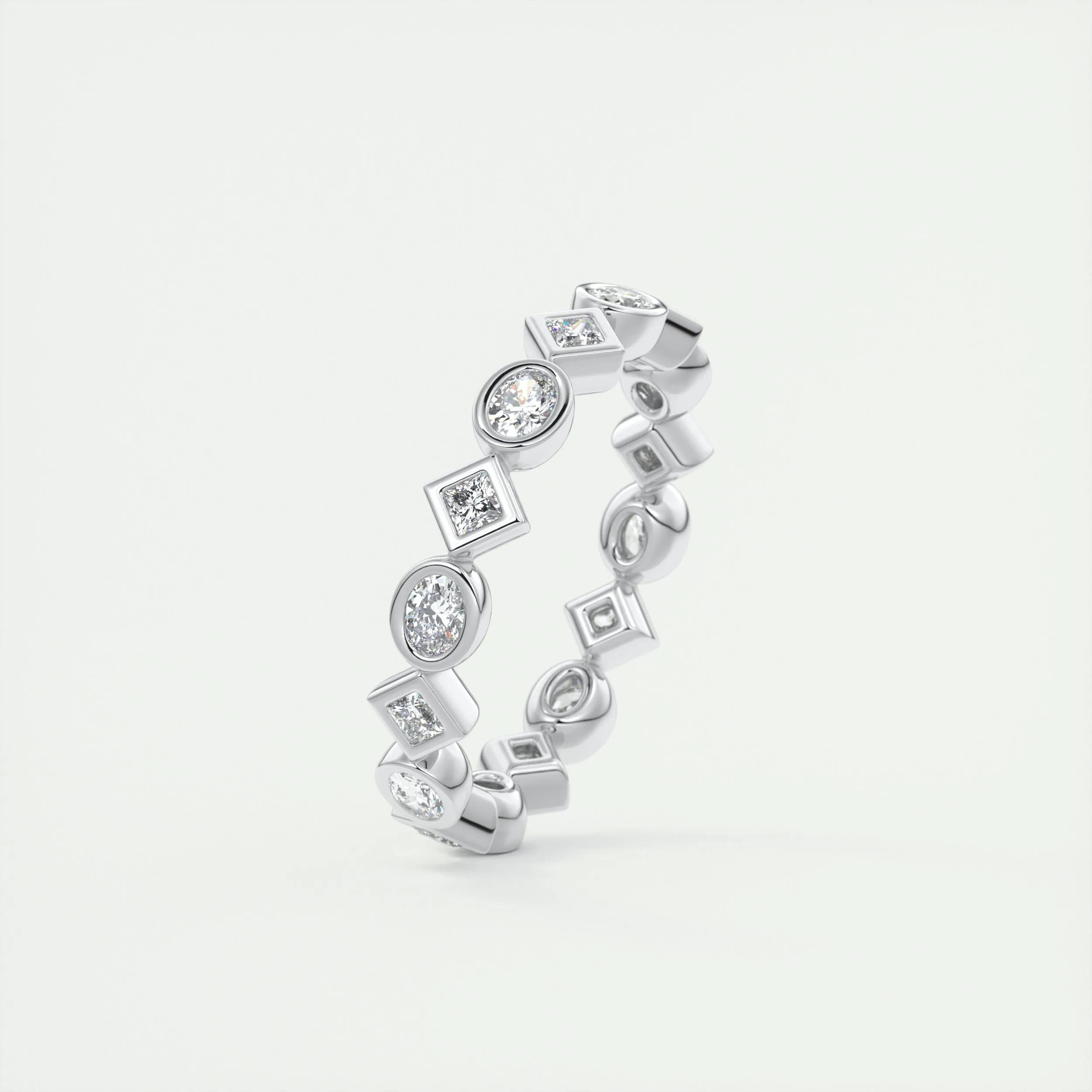 0.72 TCW Oval & Princess CVD Diamond Bezel Setting Wedding Band - Camila Brown
