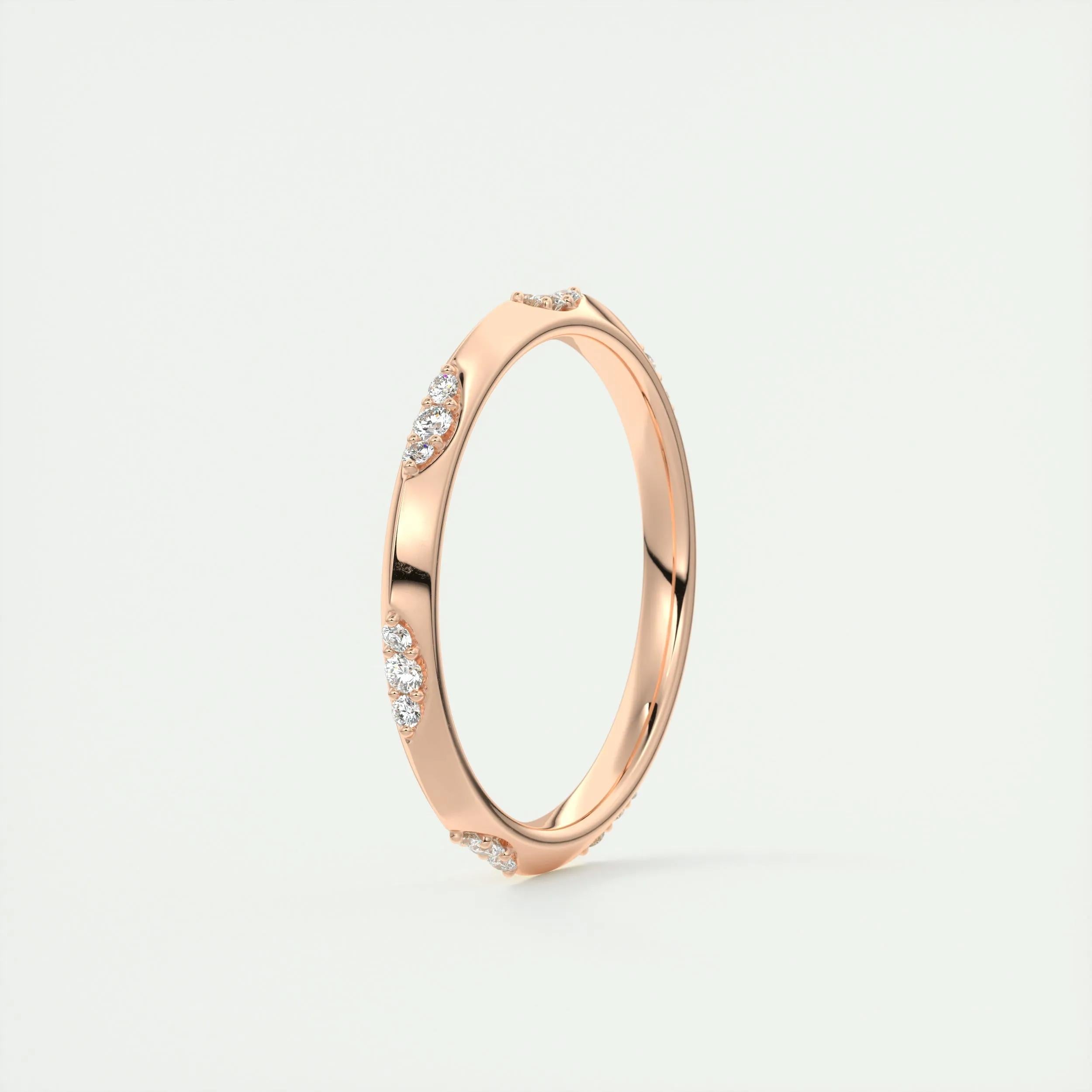 0.09 TCW Round CVD Diamond Flush Setting Wedding Band - Camila Brown