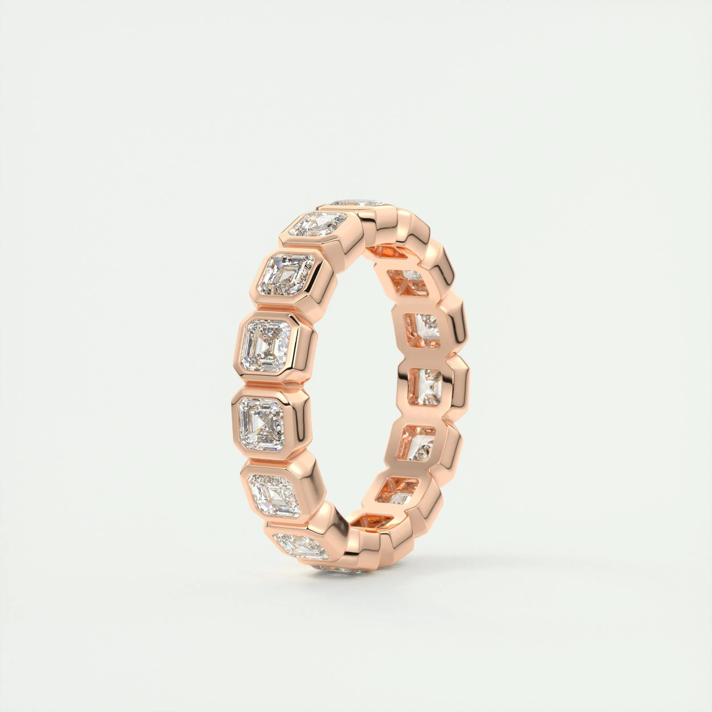 2.25 TCW Asscher CVD Diamond Bezel Wedding Band - Camila Brown