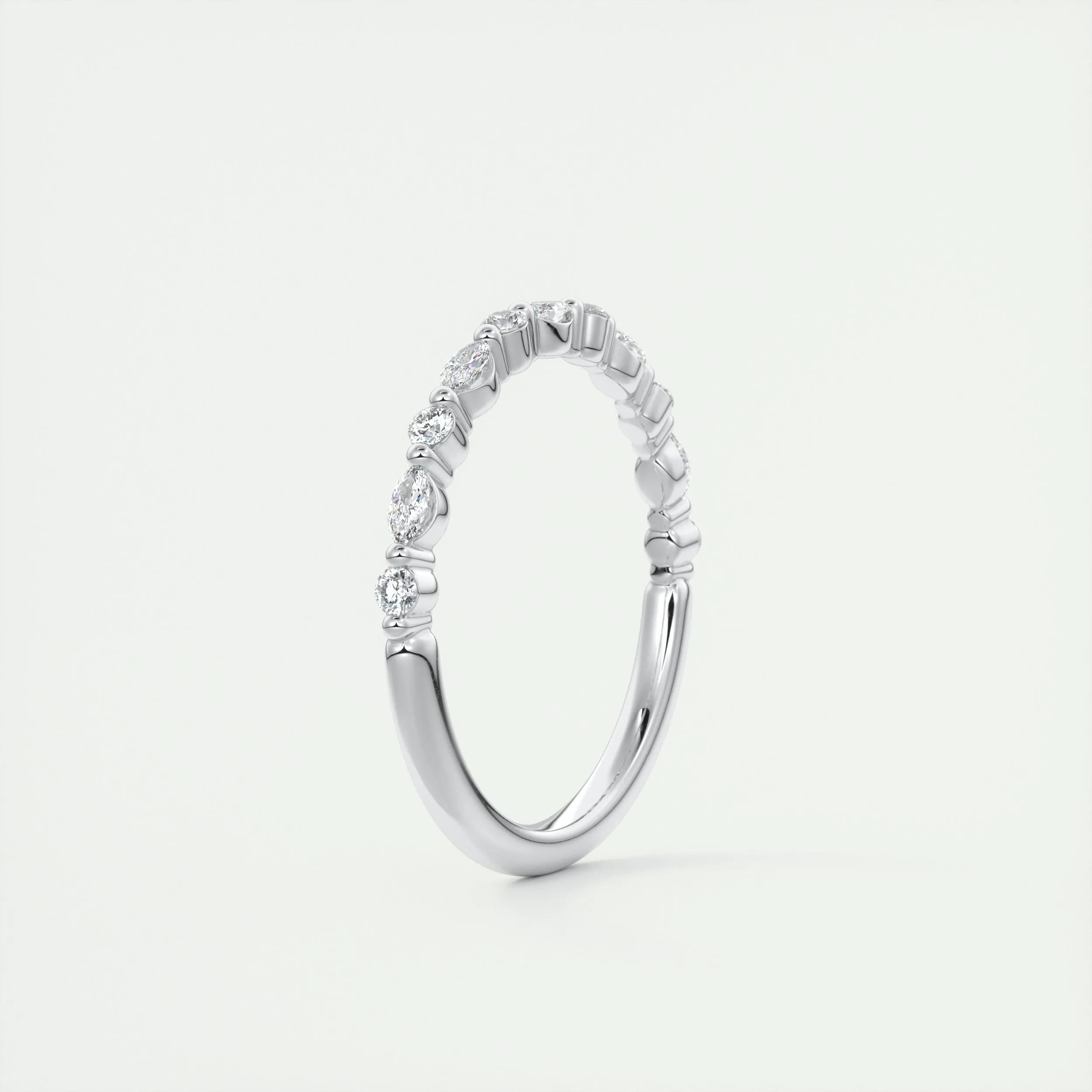 0.32 TCW Marquise & Round CVD Diamond Bubble Prongs Wedding Band - Camila Brown