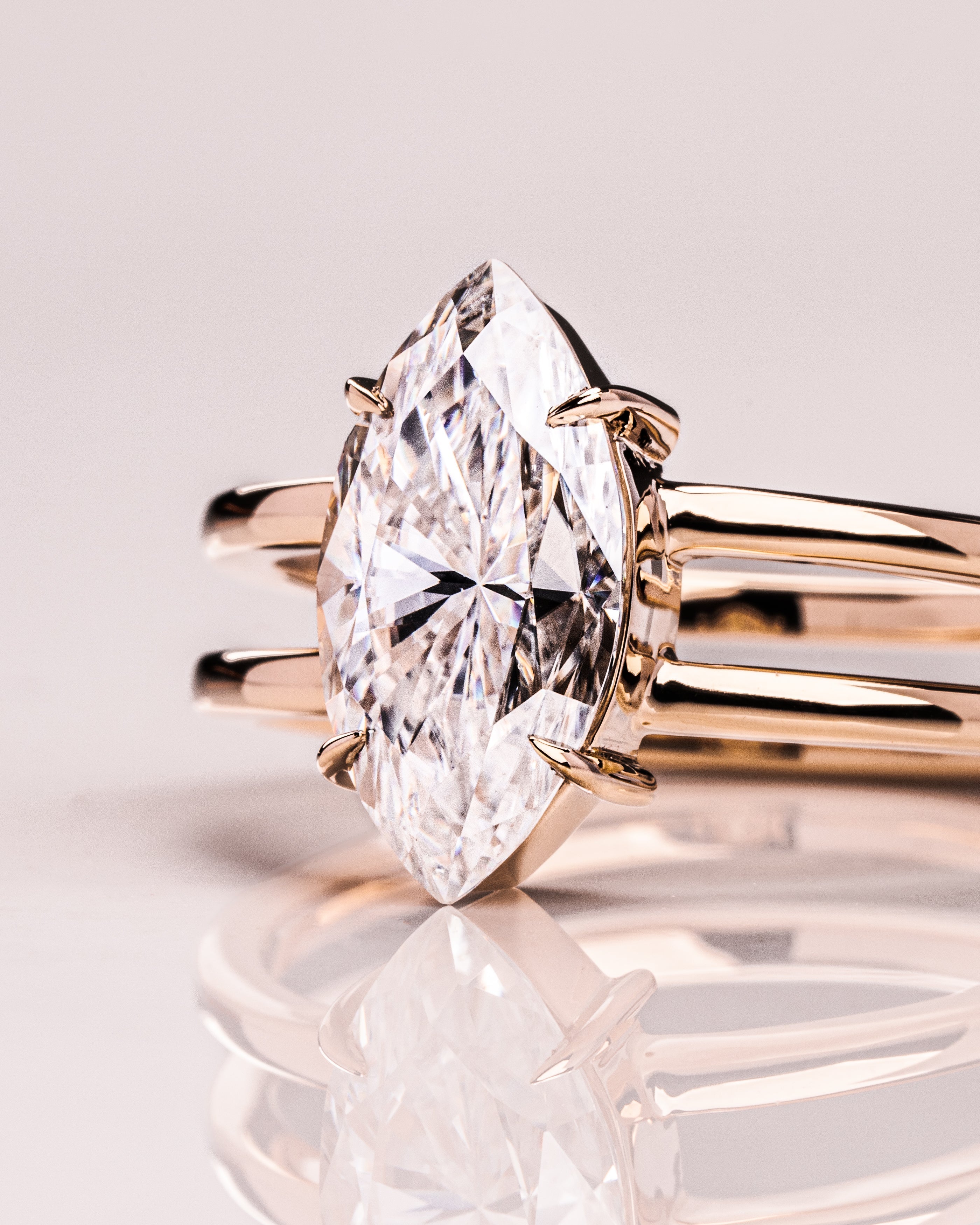 1.58 CT Marquise E/VS1 CVD Diamond Solitaire Double Band Engagement Ring - Camila Brown