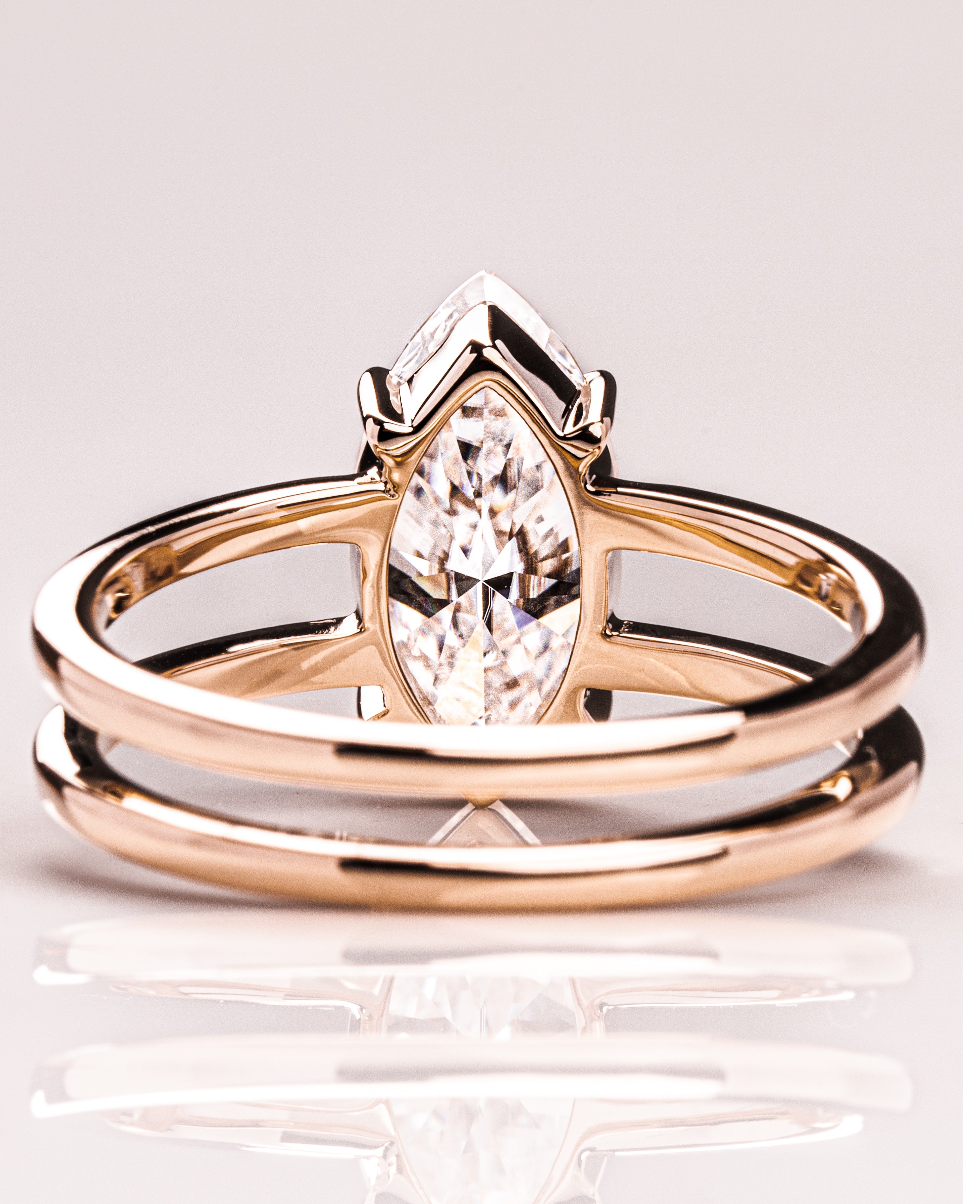 1.58 CT Marquise E/VS1 CVD Diamond Solitaire Double Band Engagement Ring - Camila Brown