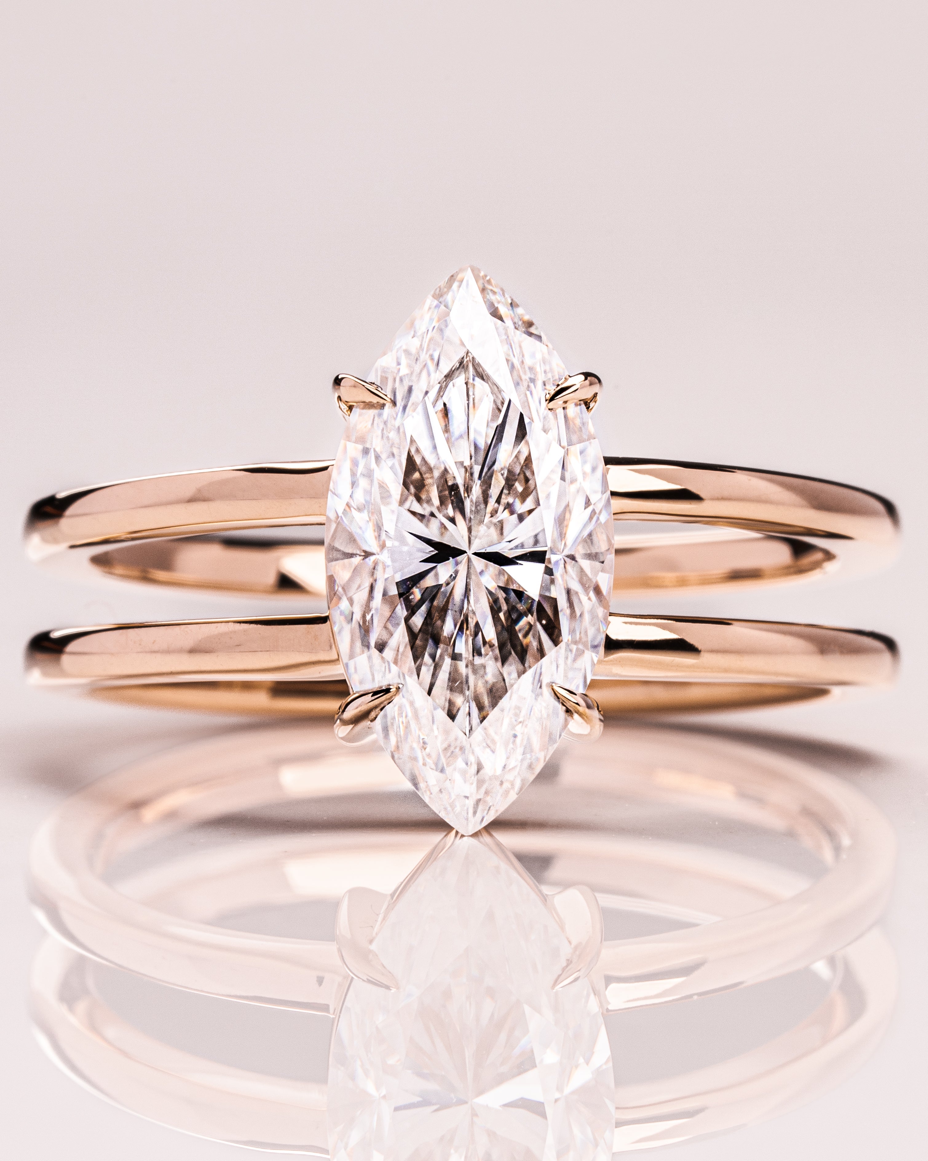 1.58 CT Marquise E/VS1 CVD Diamond Solitaire Double Band Engagement Ring - Camila Brown