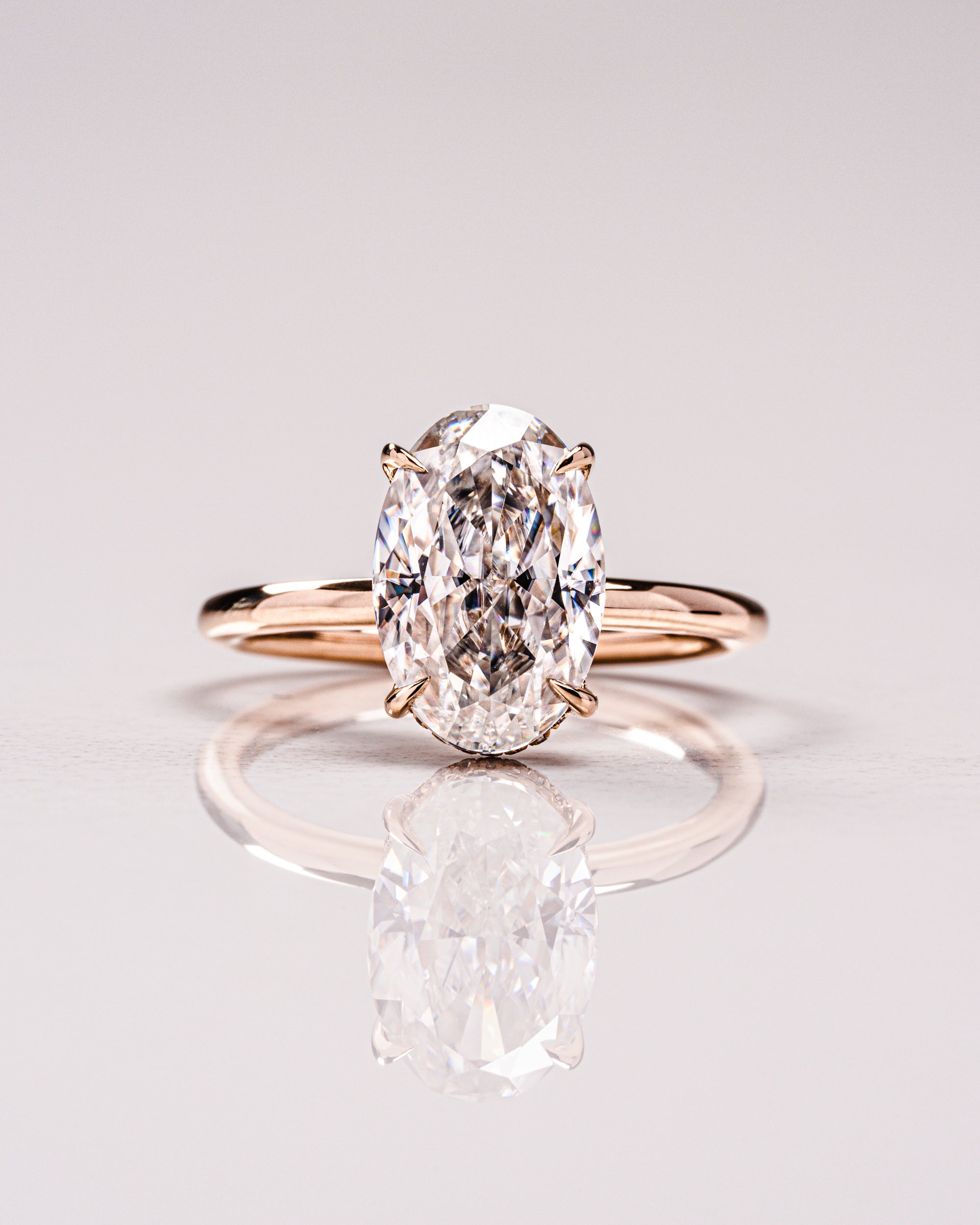 2.0 - 4.0 CT Oval F/VS1 CVD Diamond Hidden Halo Engagement Ring - Camila Brown