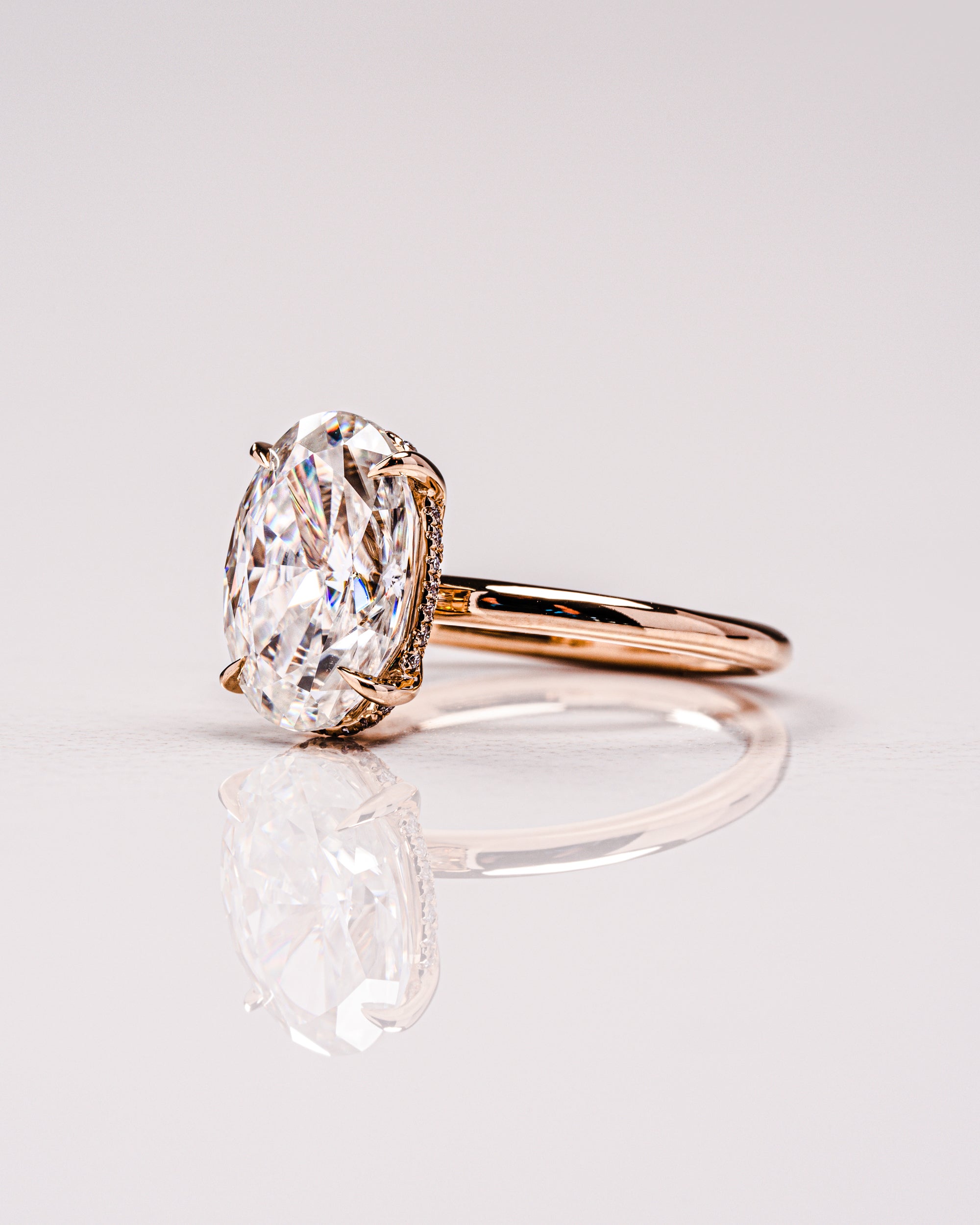 2.0 - 4.0 CT Oval F/VS1 CVD Diamond Hidden Halo Engagement Ring - Camila Brown