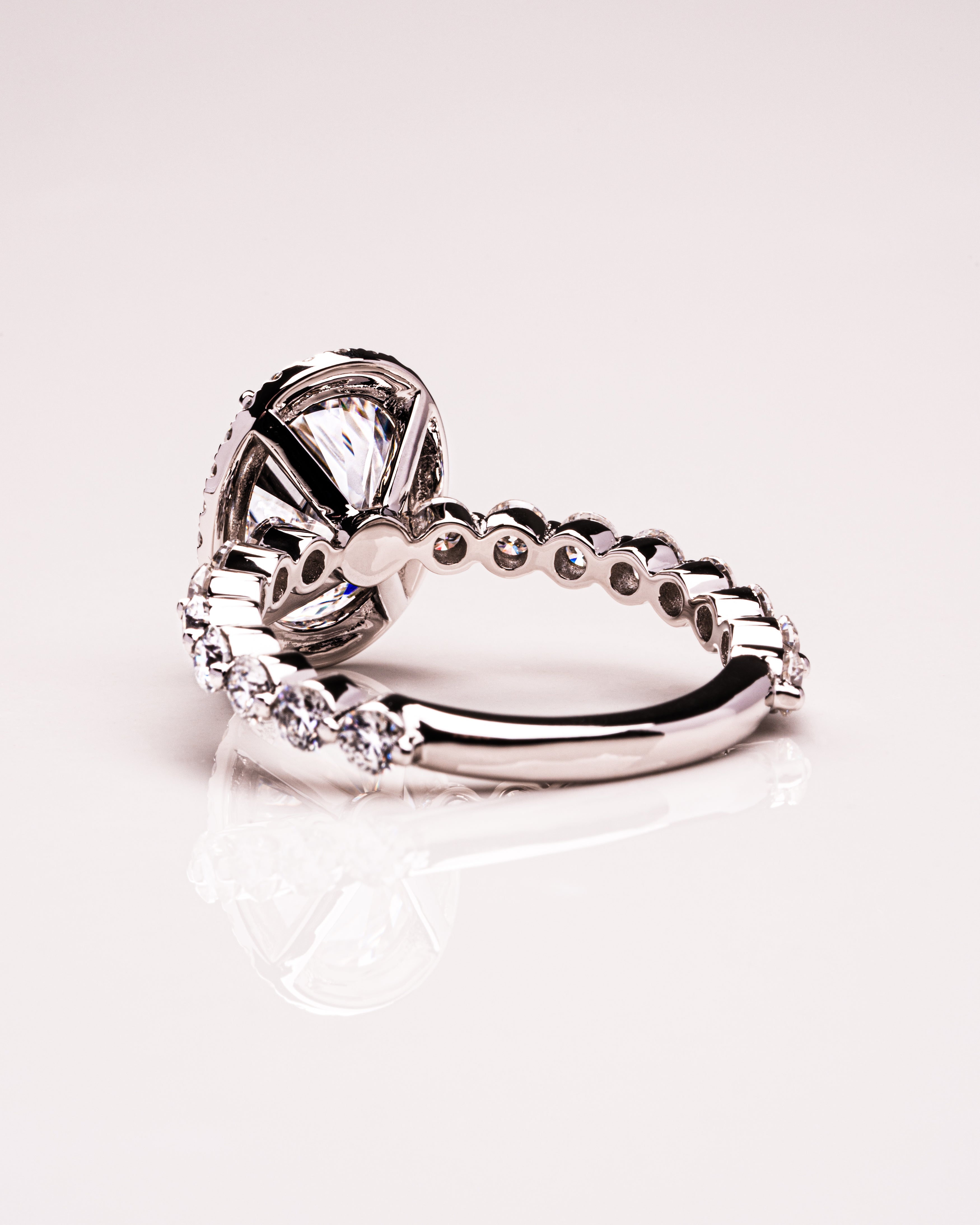 2.22 - 4.22 CT Oval G/VS2 CVD Diamond Halo Pave Setting Engagement Ring - Camila Brown