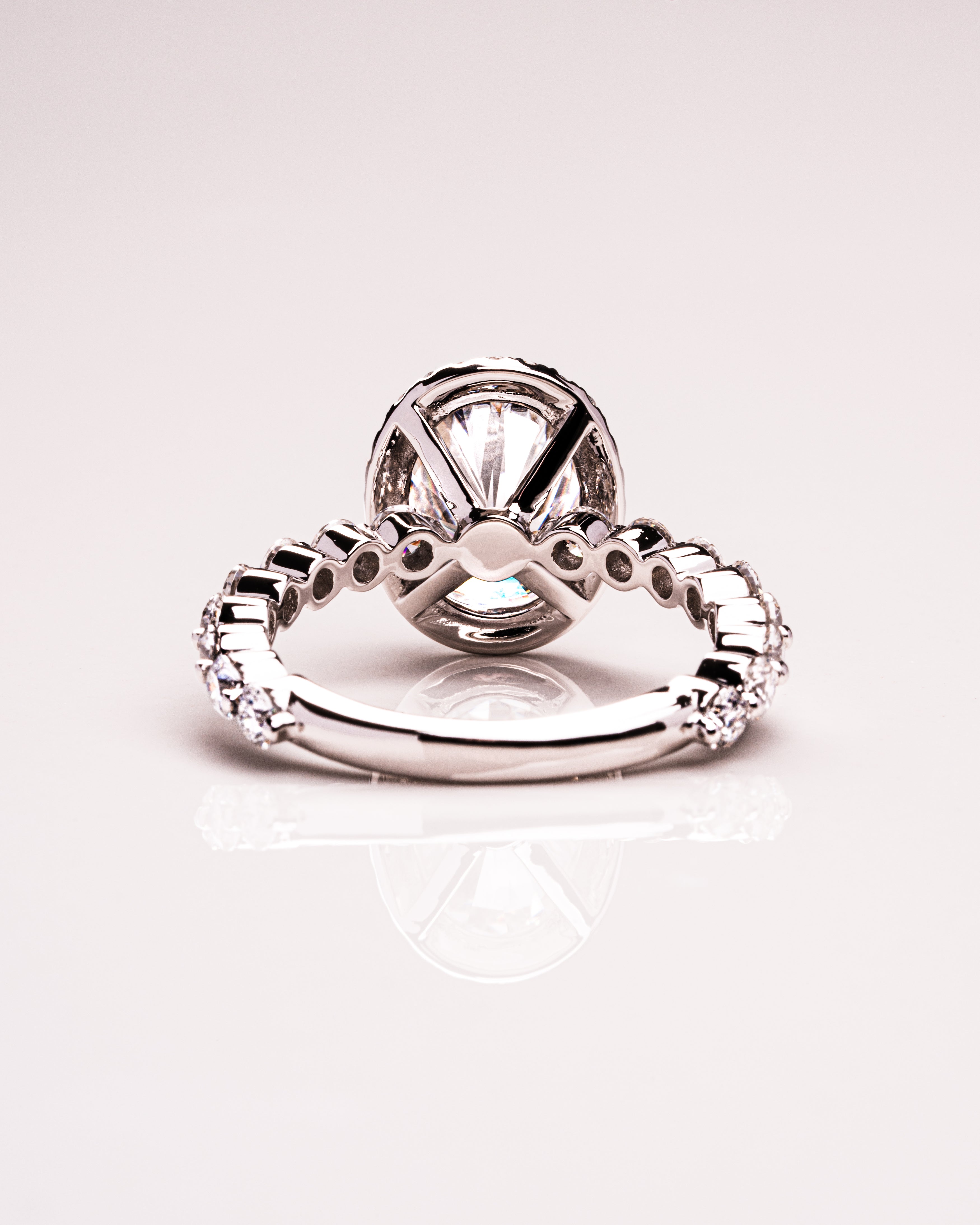 2.22 - 4.22 CT Oval G/VS2 CVD Diamond Halo Pave Setting Engagement Ring - Camila Brown