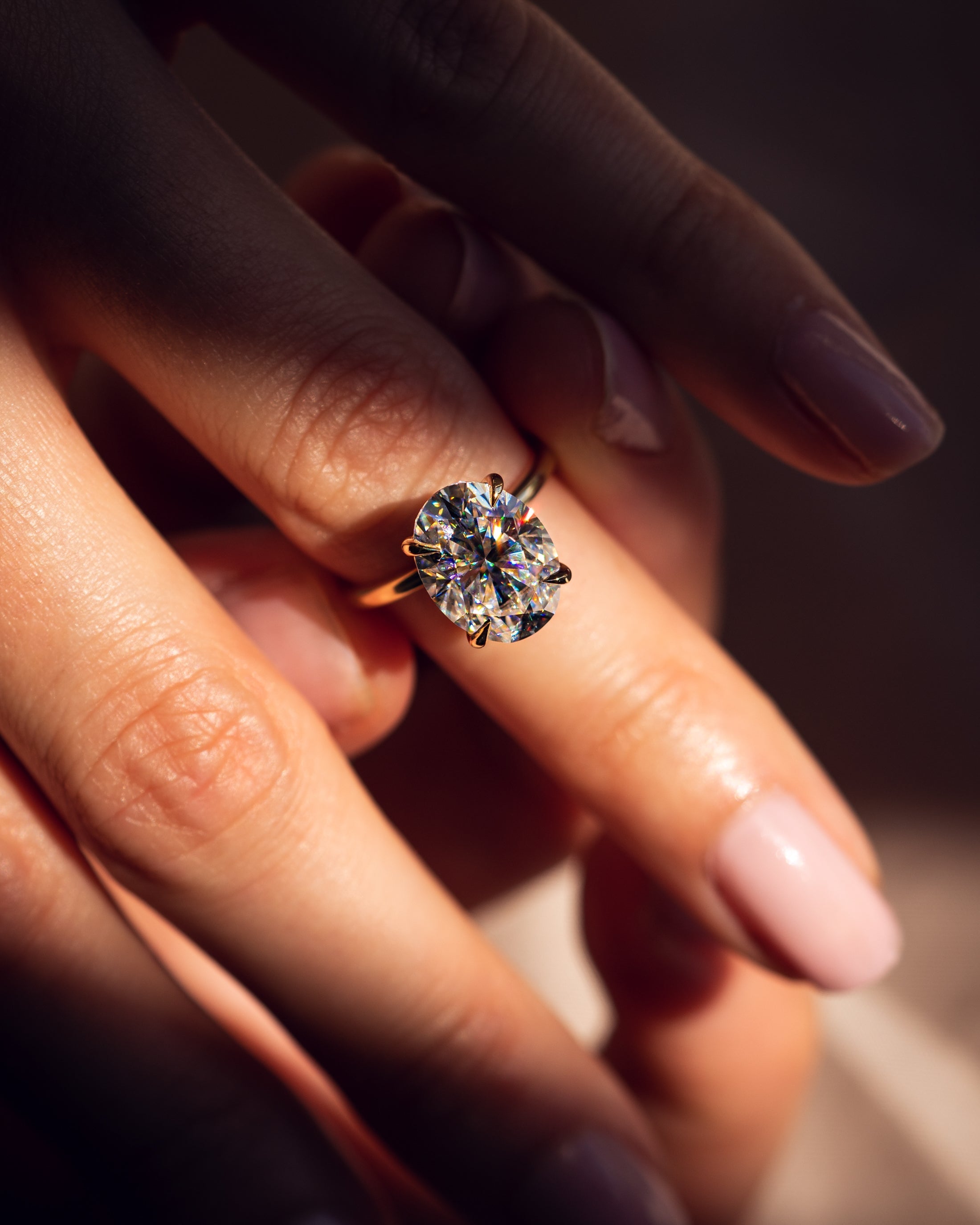 3.18 - 5.18 CT Oval F/VS1 CVD Diamond Solitaire Engagement Ring - Camila Brown