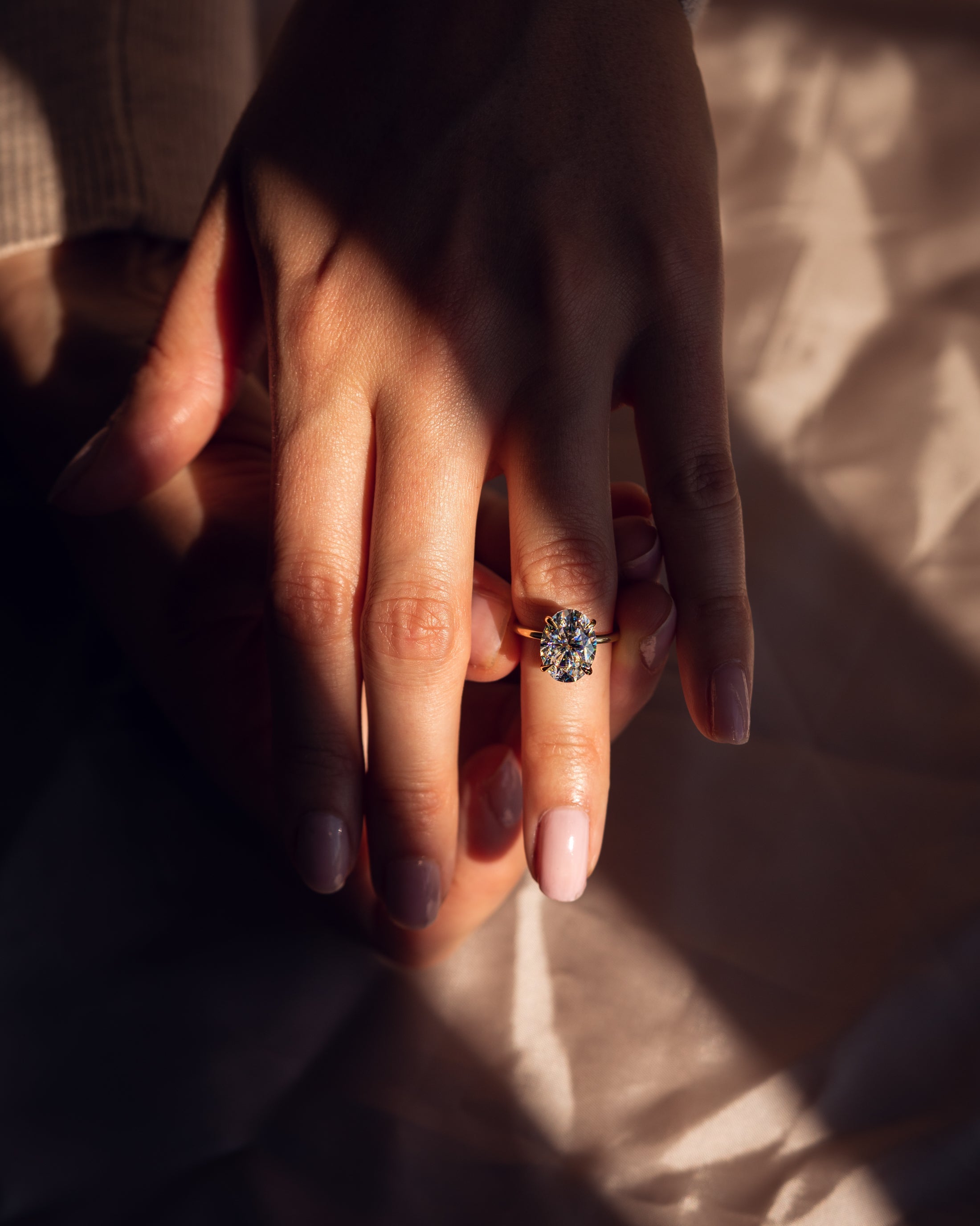 3.18 - 5.18 CT Oval F/VS1 CVD Diamond Solitaire Engagement Ring - Camila Brown