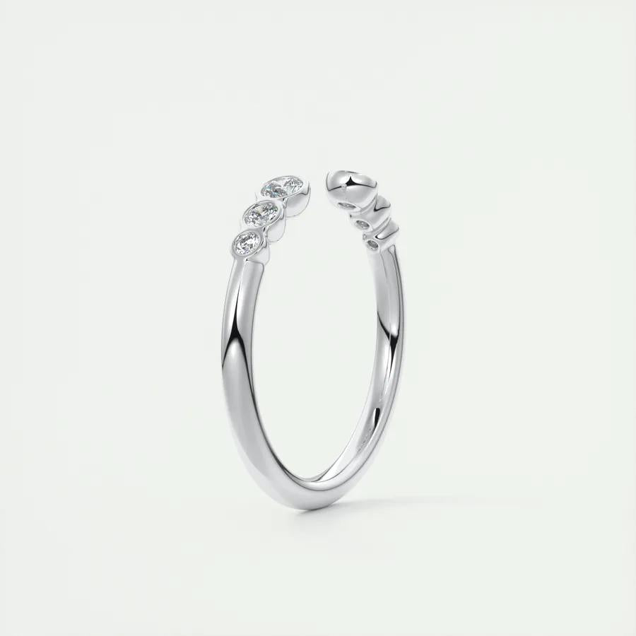 0.22 TCW Round CVD Diamond Bezel Open Wedding Band - Camila Brown