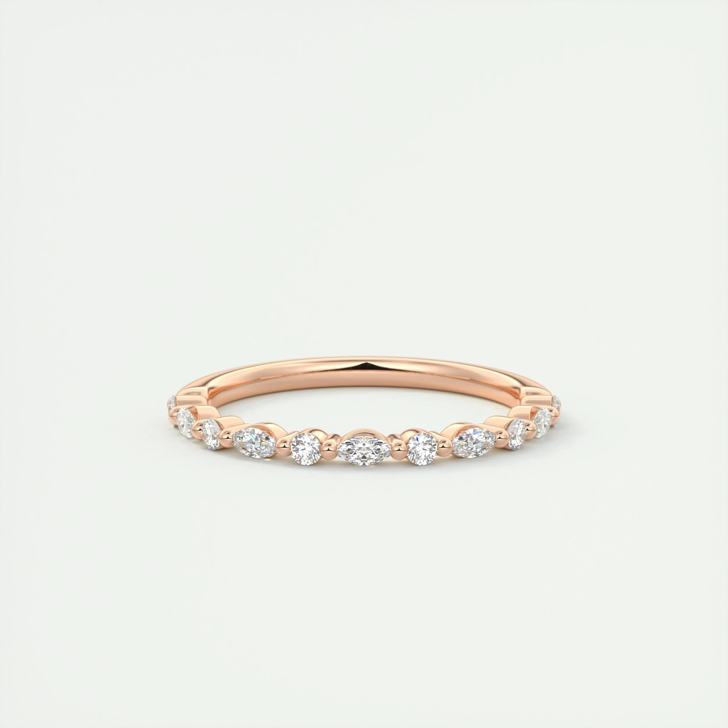 0.32 TCW Marquise & Round CVD Diamond Bubble Prongs Wedding Band - Camila Brown
