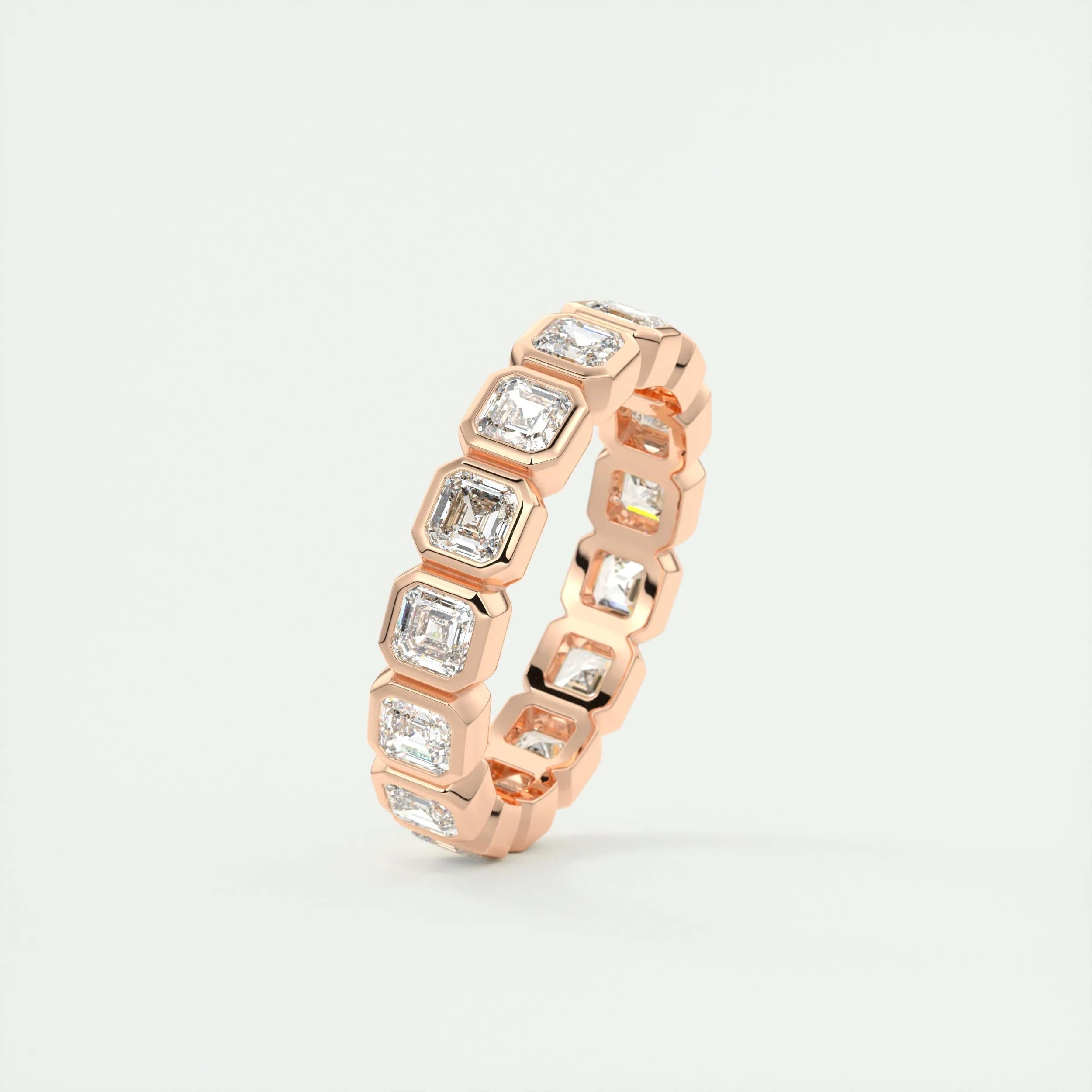 2.25 TCW Asscher CVD Diamond Bezel Wedding Band - Camila Brown