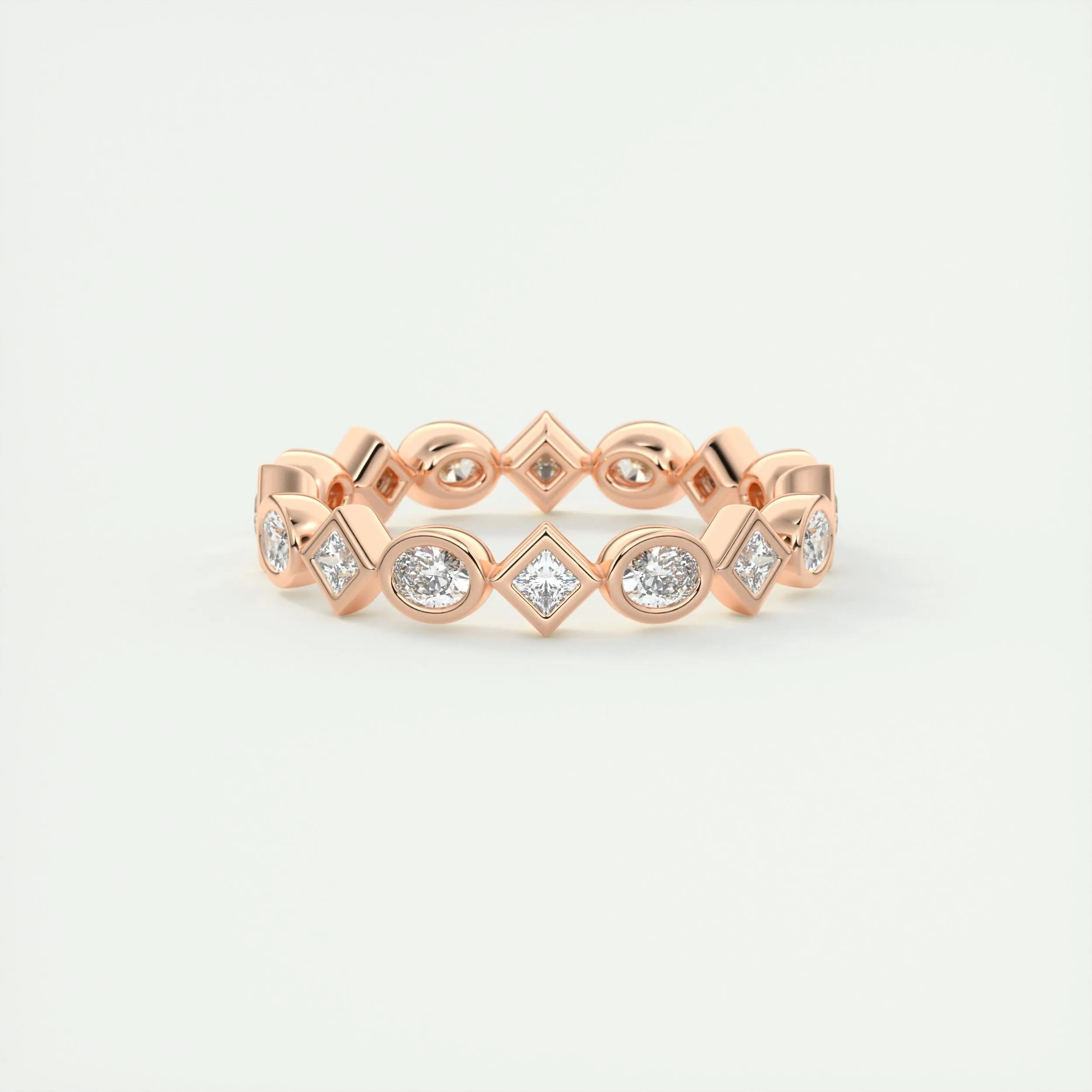 0.72 TCW Oval & Princess CVD Diamond Bezel Setting Wedding Band - Camila Brown