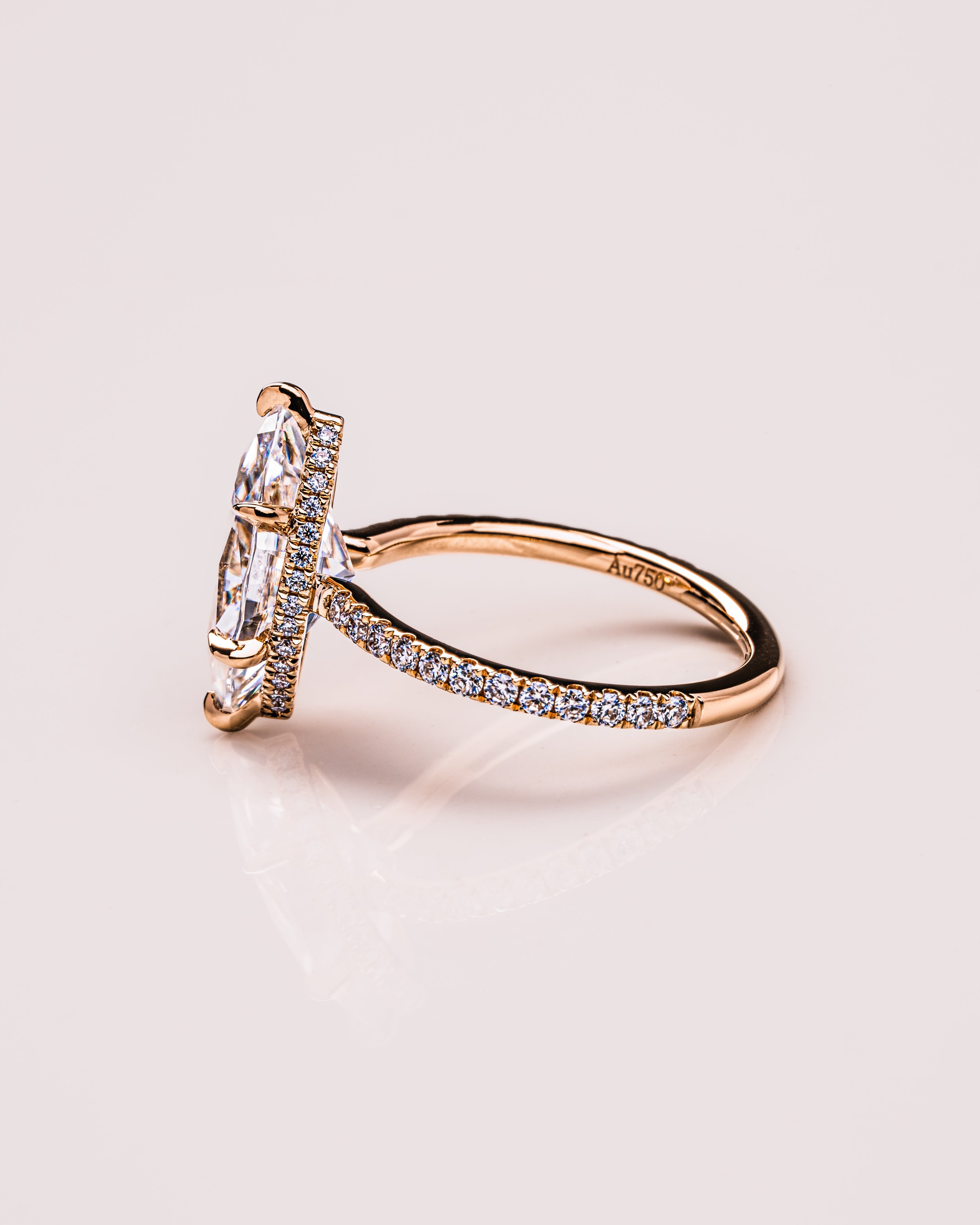 1.09 - 3.09 CT Marquise F/VS1 CVD Diamond Hidden Halo Pave Setting Engagement Ring - Camila Brown