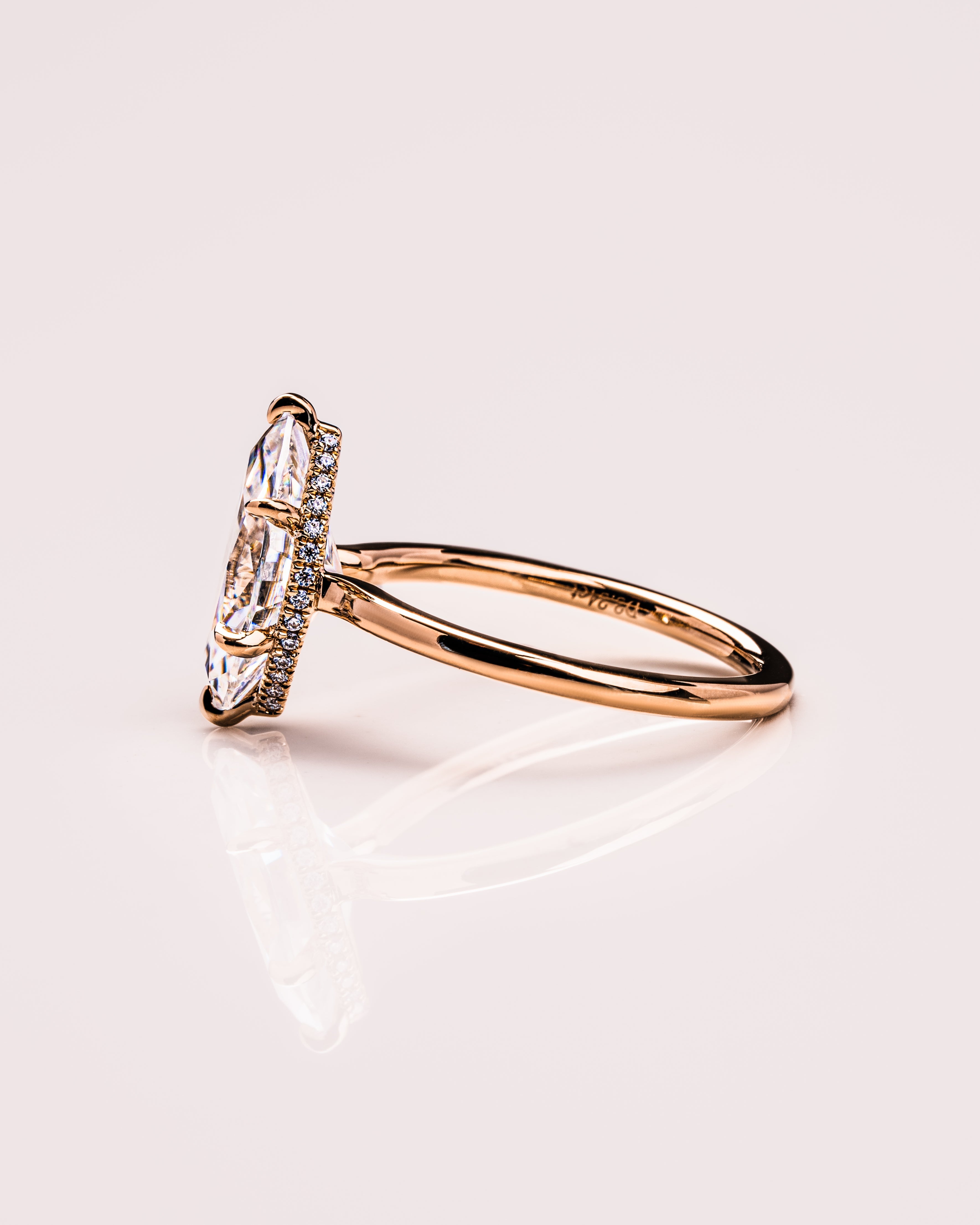 0.90 CT Marquise F/VS1 CVD Diamond Hidden Halo Engagement Ring - Camila Brown