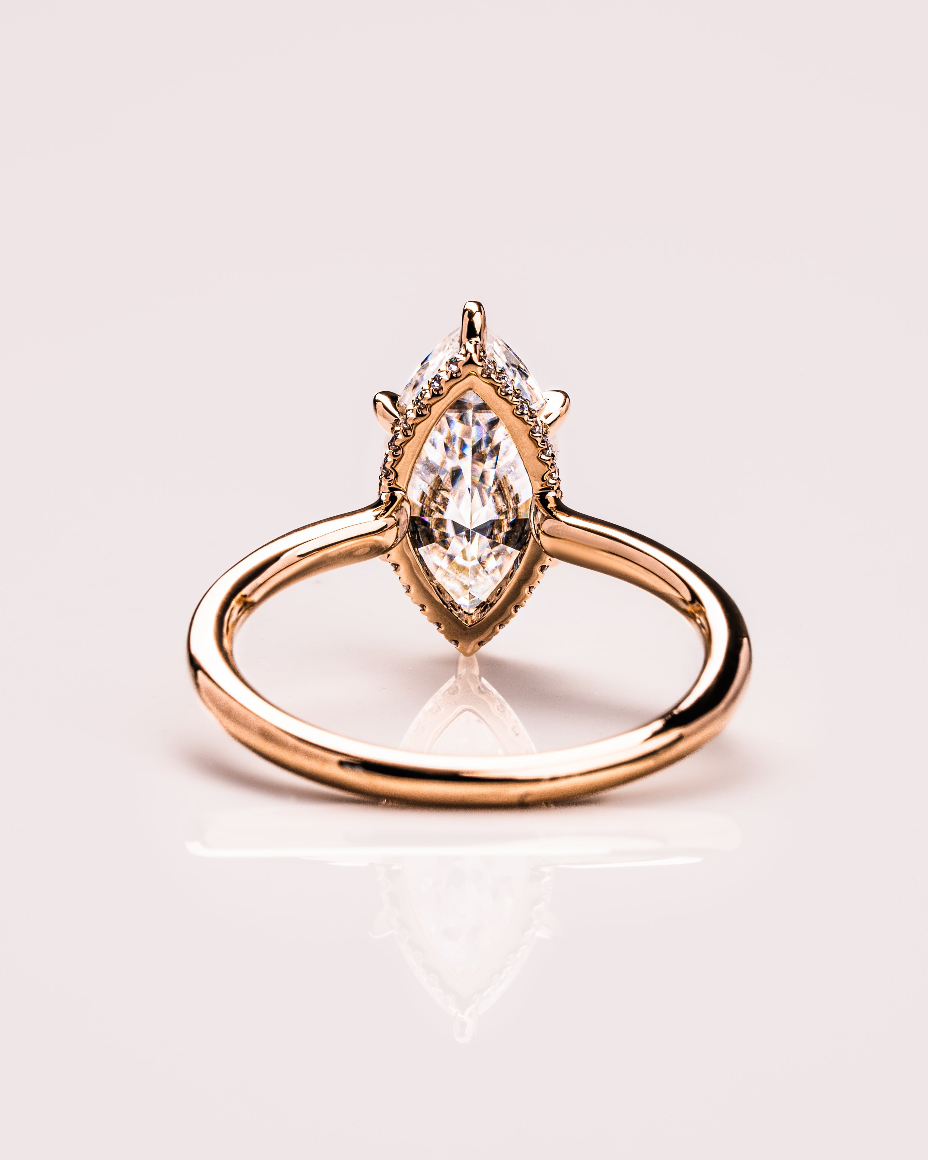 0.90 CT Marquise F/VS1 CVD Diamond Hidden Halo Engagement Ring - Camila Brown