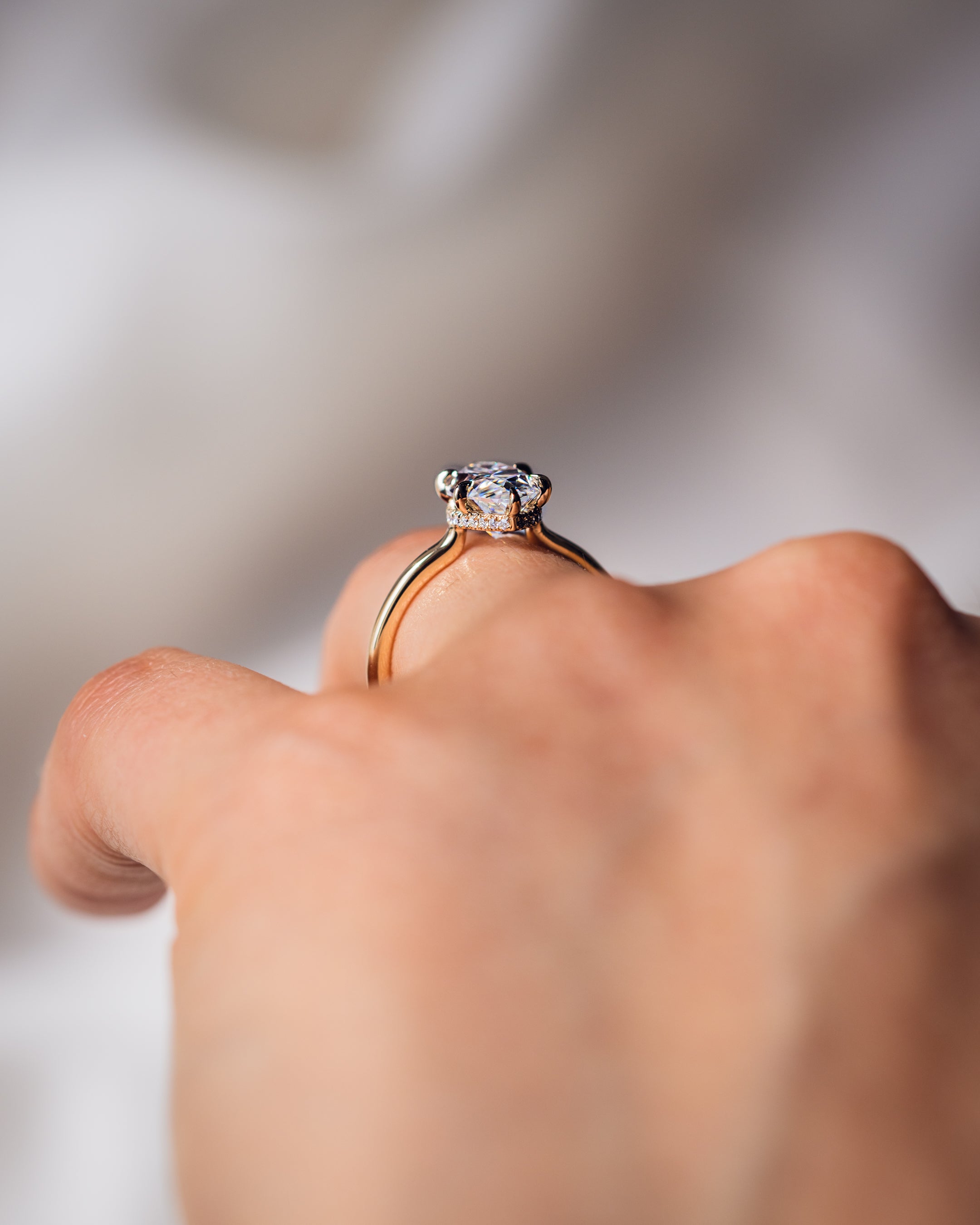 0.90 CT Marquise F/VS1 CVD Diamond Hidden Halo Engagement Ring - Camila Brown