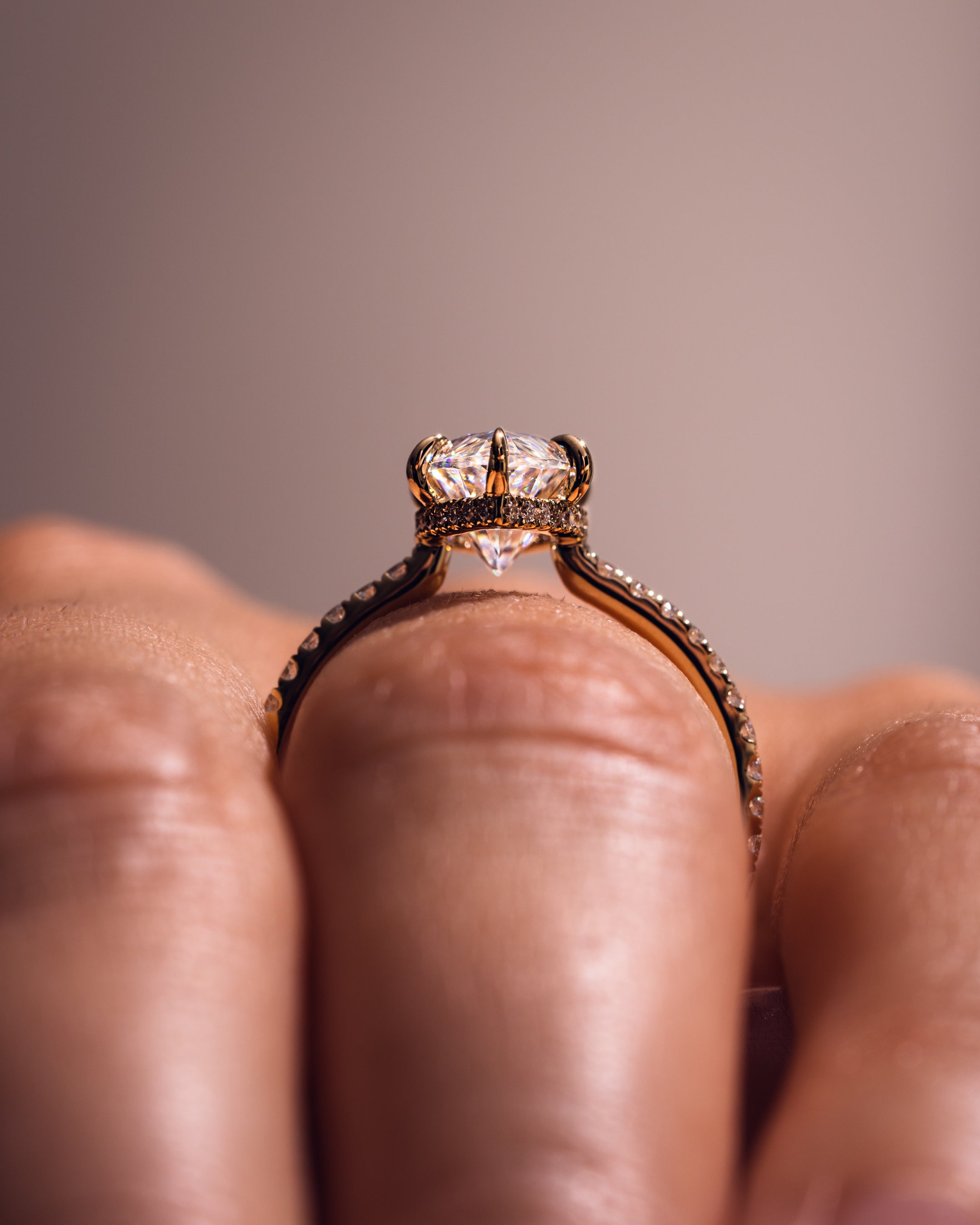 1.09 - 3.09 CT Marquise F/VS1 CVD Diamond Hidden Halo Pave Setting Engagement Ring - Camila Brown