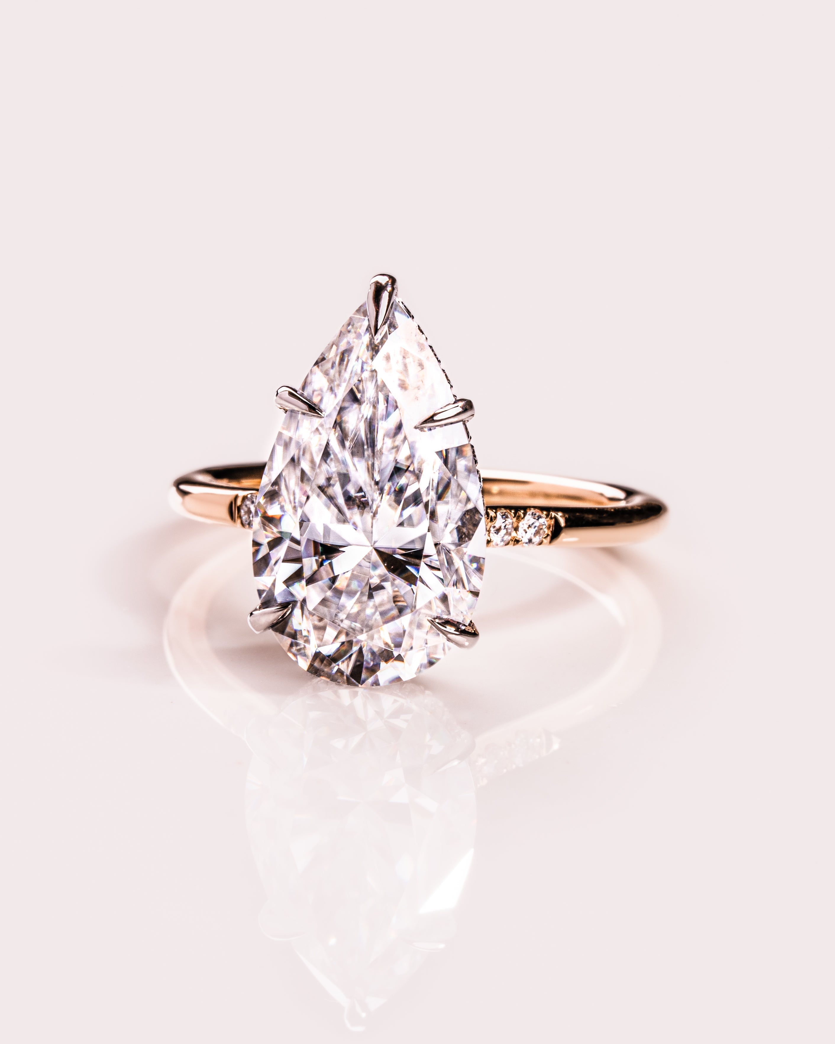 1.09 - 3.09 CT Pear E/VS2 CVD Diamond Hidden Halo Engagement Ring - Camila Brown