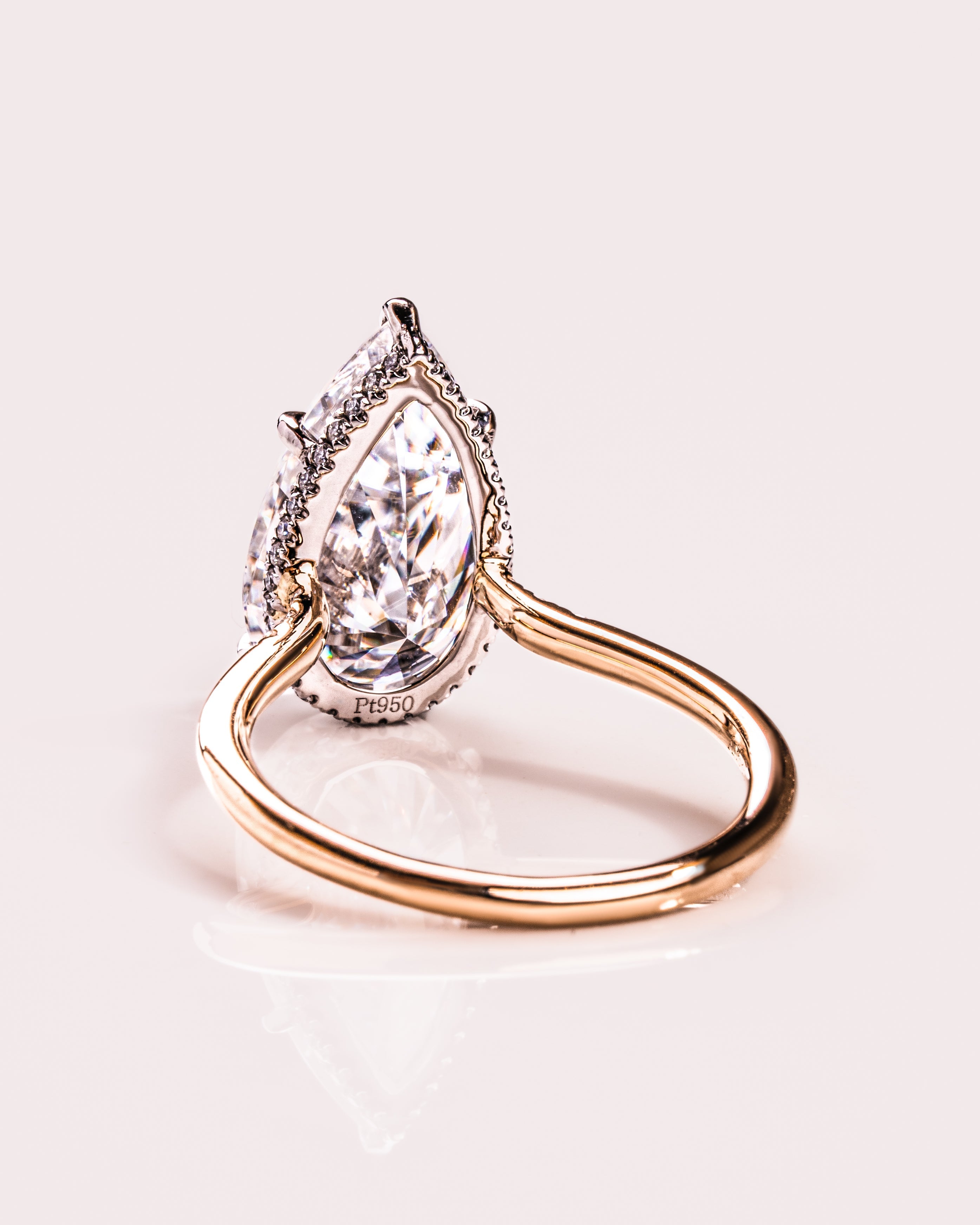 1.09 - 3.09 CT Pear E/VS2 CVD Diamond Hidden Halo Engagement Ring - Camila Brown