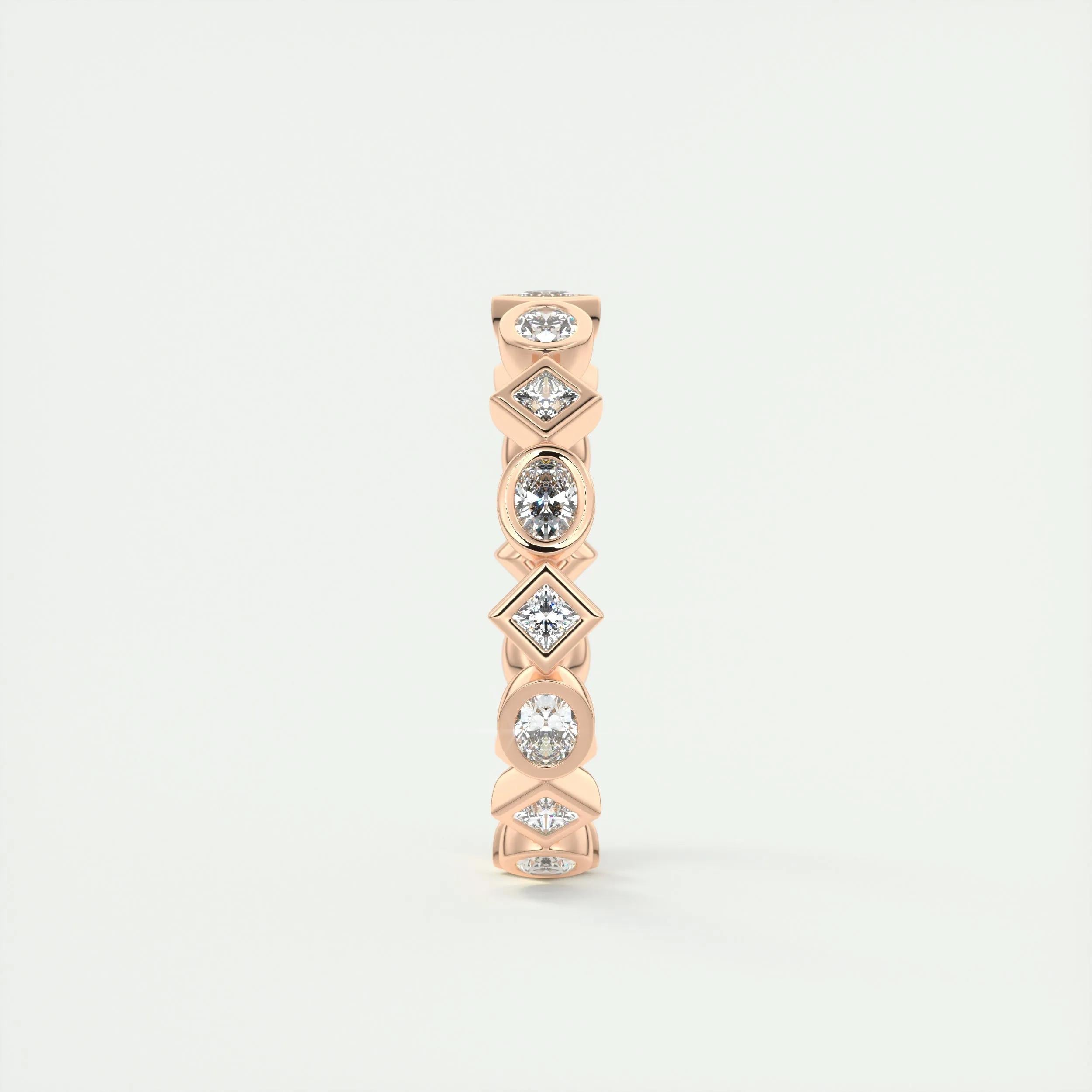 0.72 TCW Oval & Princess CVD Diamond Bezel Setting Wedding Band - Camila Brown