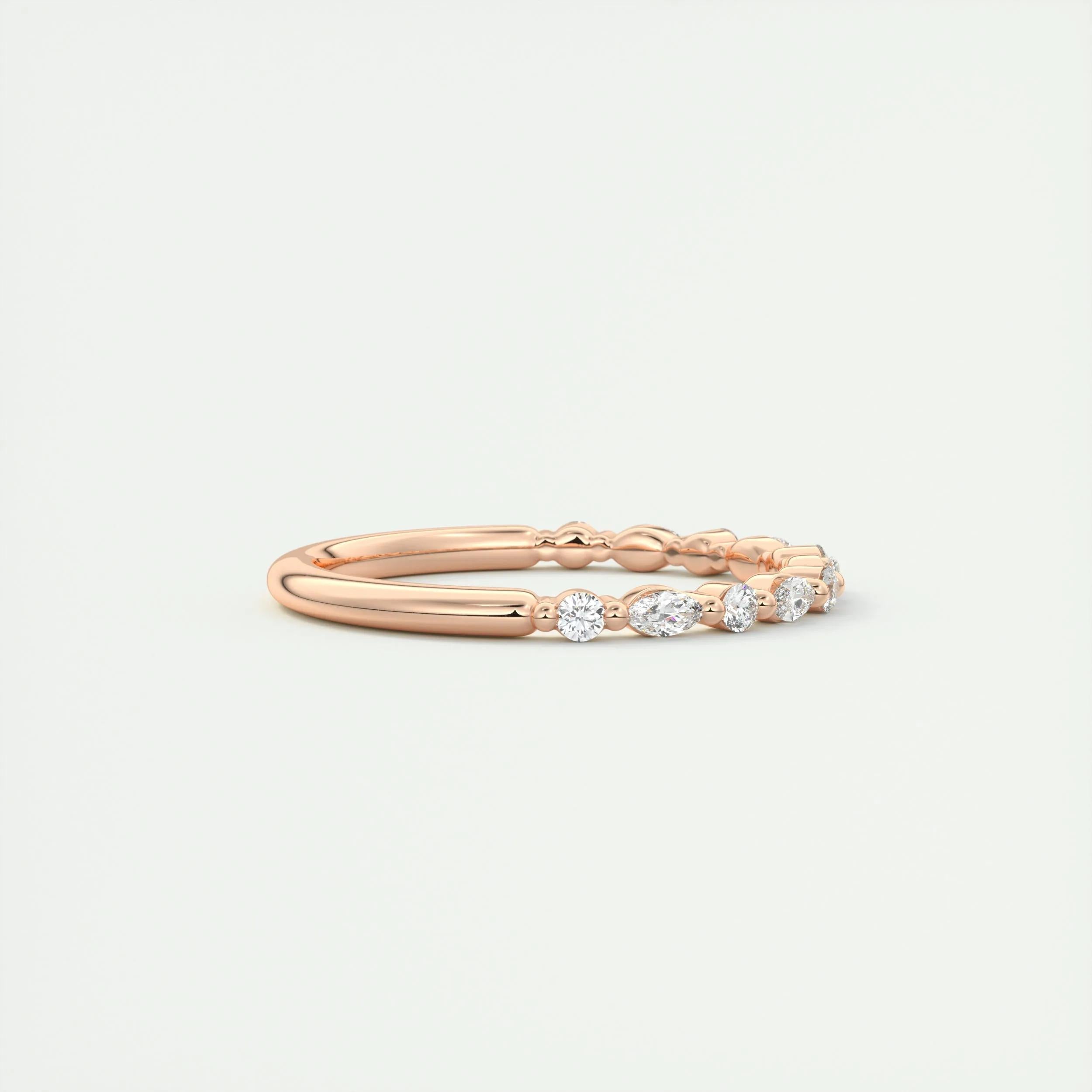 0.32 TCW Marquise & Round CVD Diamond Bubble Prongs Wedding Band - Camila Brown