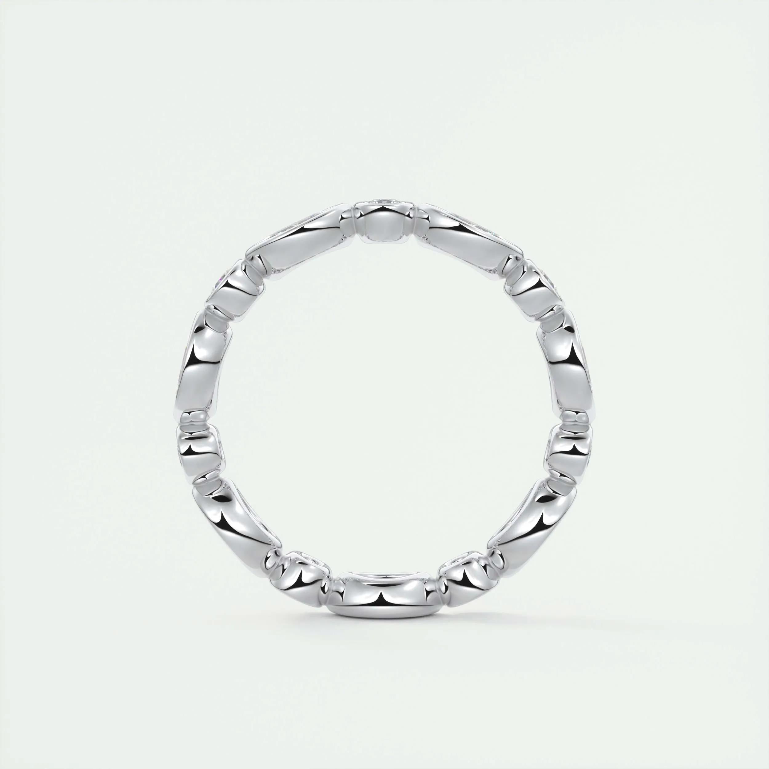 0.98 TCW Marquise & Round CVD Diamond Bezel Setting Wedding Band - Camila Brown