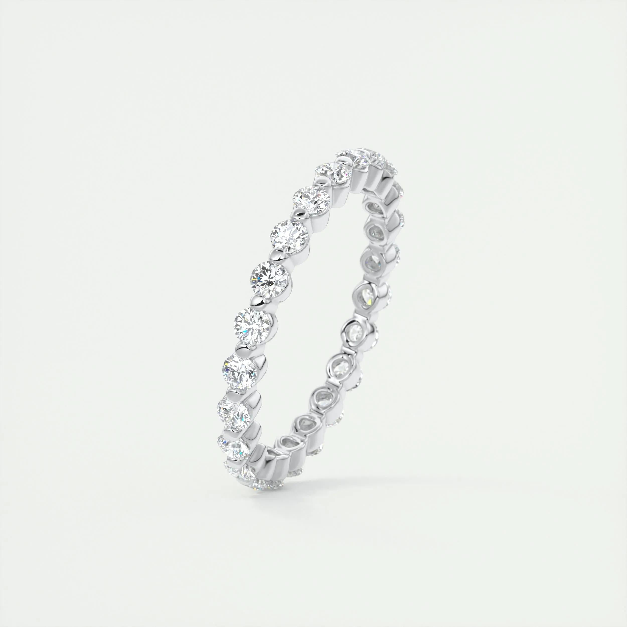 0.69 TCW Round CVD Diamond bubble prong Wedding Band - Camila Brown