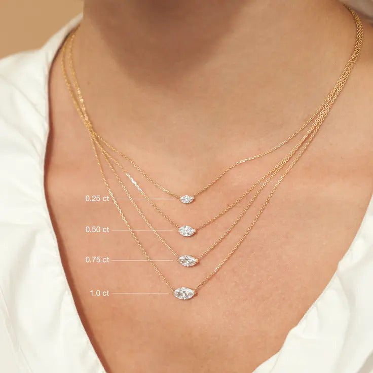 0.25-1.0 CT Marquise Moissanite Diamond Solitaire Necklace - Camila Brown