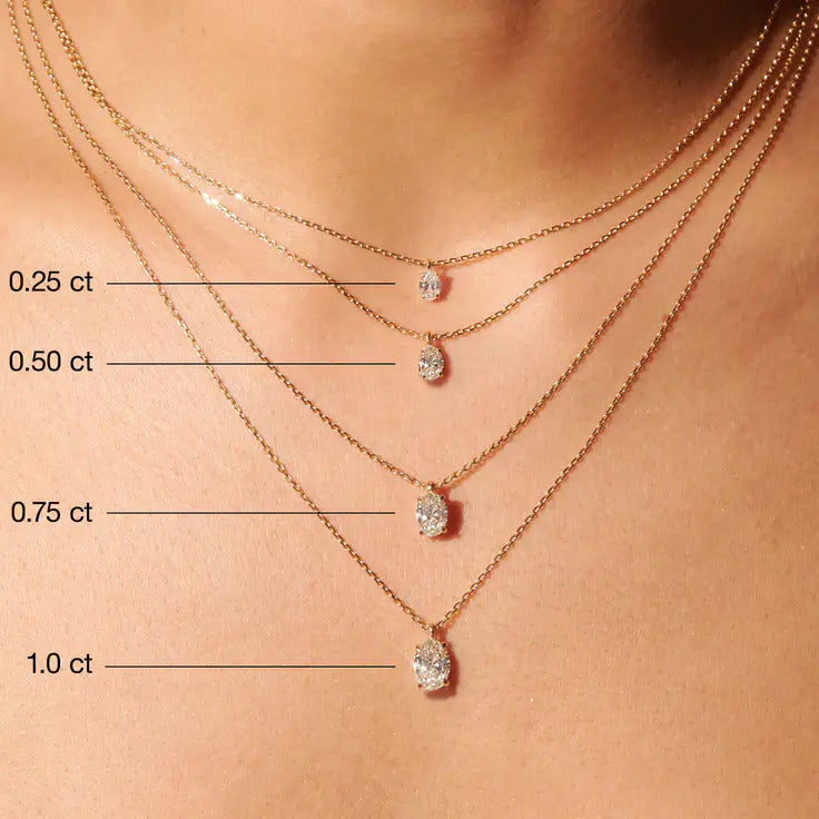 0.25-1.0 CT Oval Moissanite Diamond Solitaire Necklace - Camila Brown