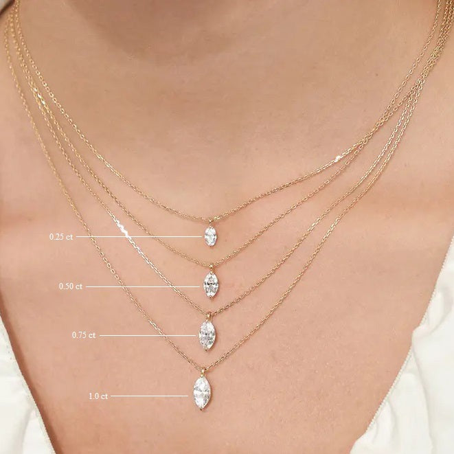 0.25-1.0 CT Marquise Moissanite Diamond Solitaire Necklace - Camila Brown