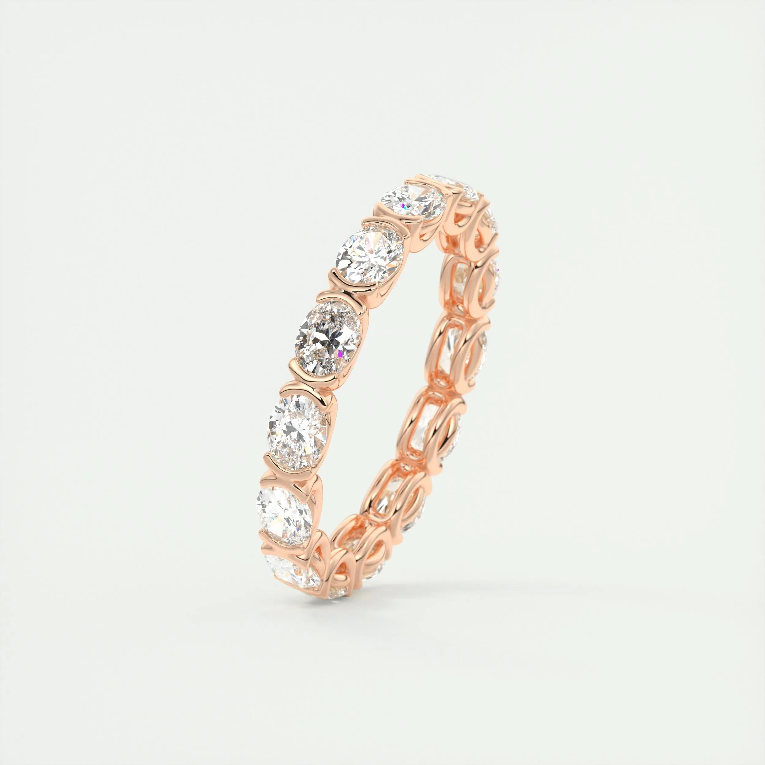 2.25 TCW Oval CVD Diamond Half Bezel Wedding Band - Camila Brown