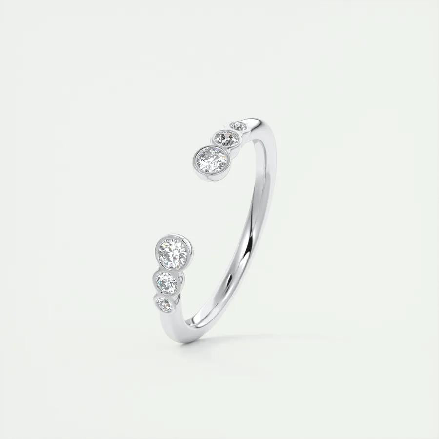 0.22 TCW Round CVD Diamond Bezel Open Wedding Band - Camila Brown