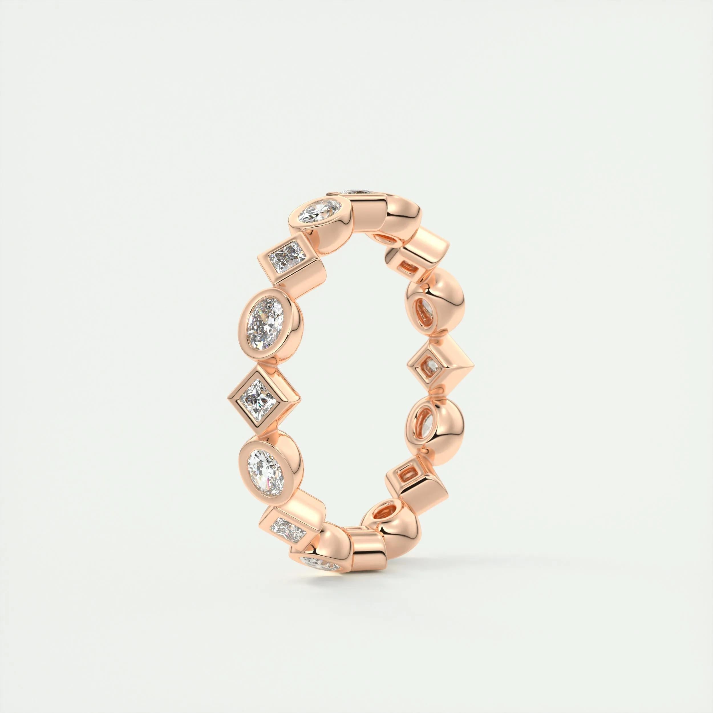 0.72 TCW Oval & Princess CVD Diamond Bezel Setting Wedding Band - Camila Brown