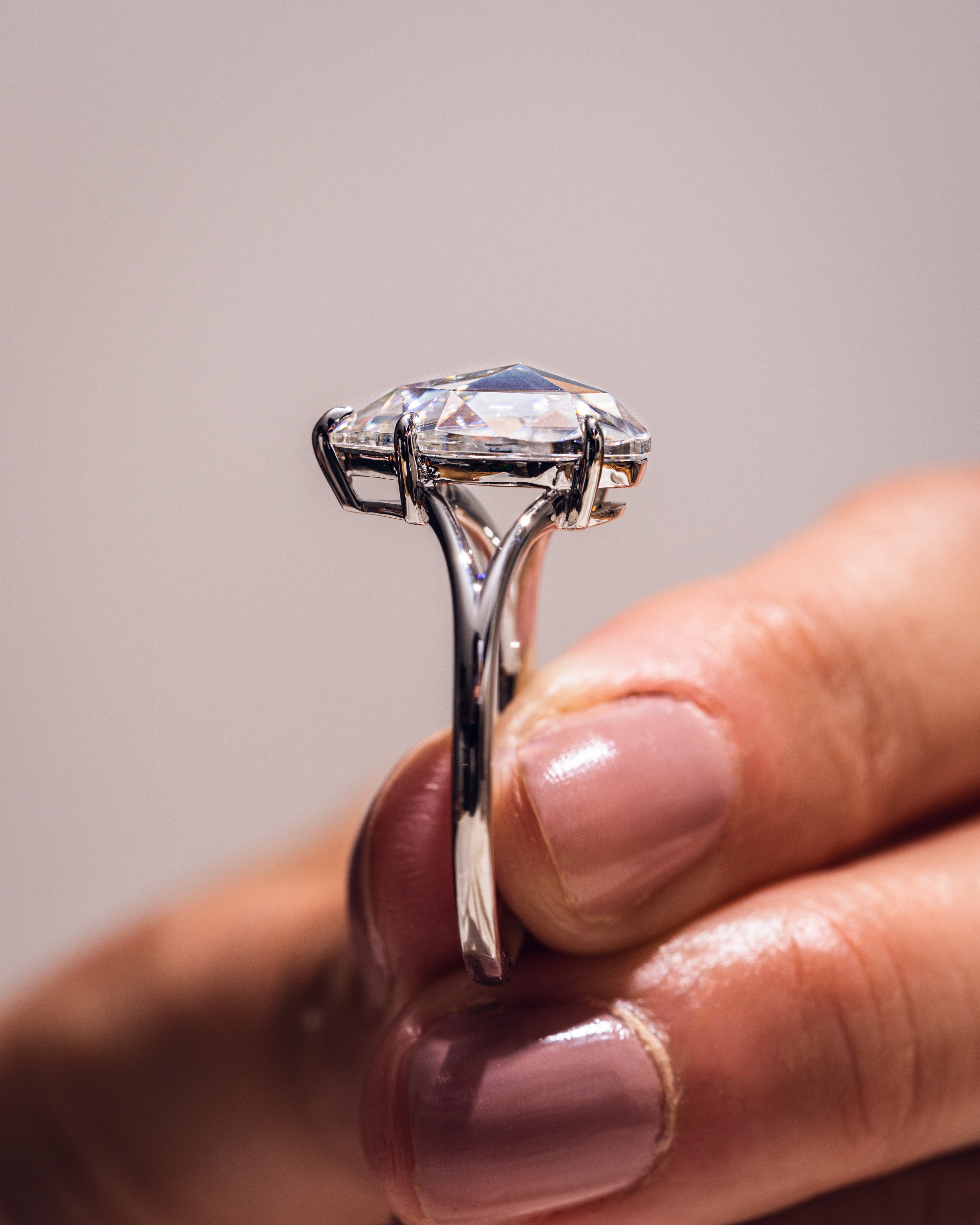 1.09 - 3.09 CT Pear E/VS1 CVD Diamond Solitaire Split Shank Engagement Ring - Camila Brown