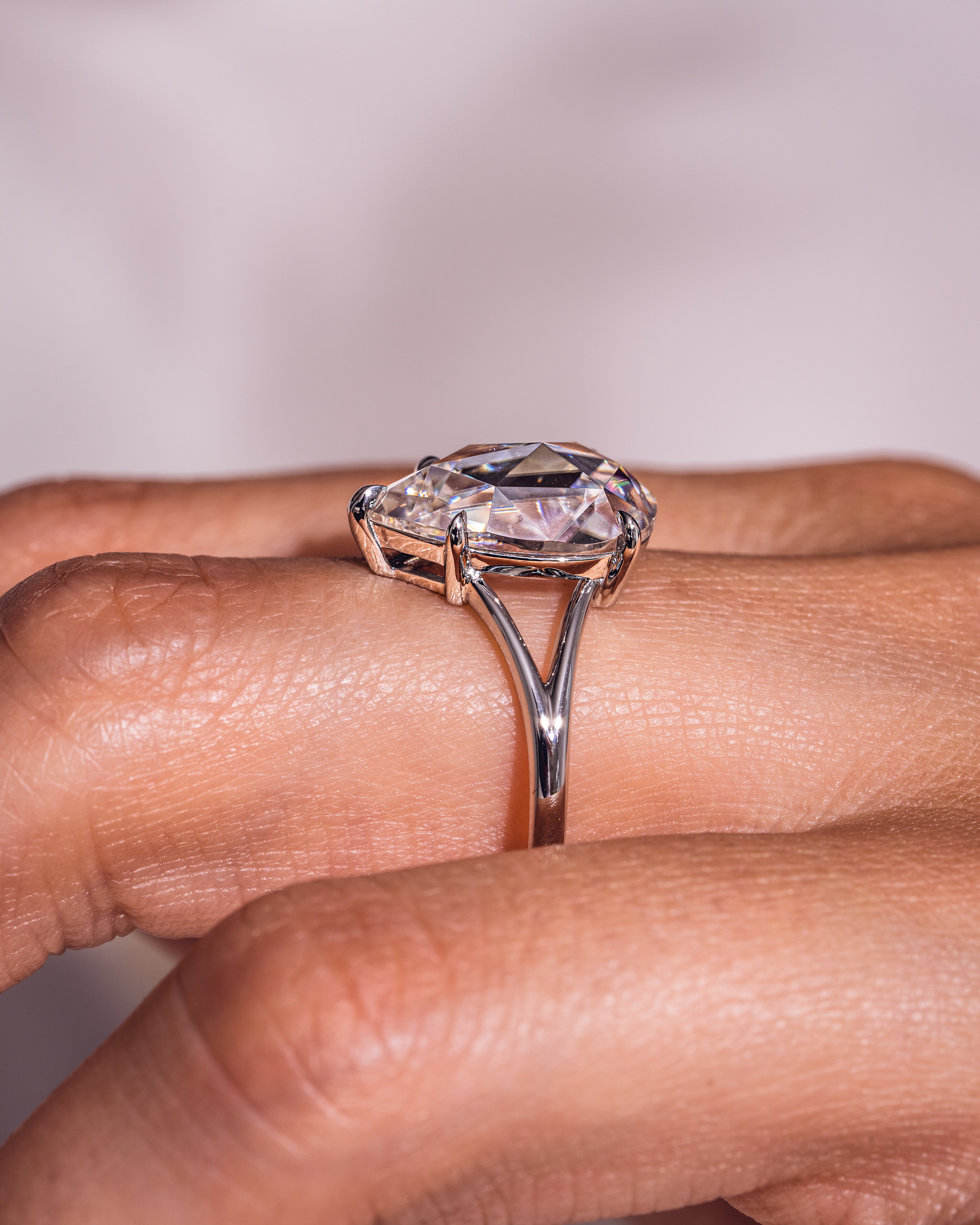 1.09 - 3.09 CT Pear E/VS1 CVD Diamond Solitaire Split Shank Engagement Ring - Camila Brown