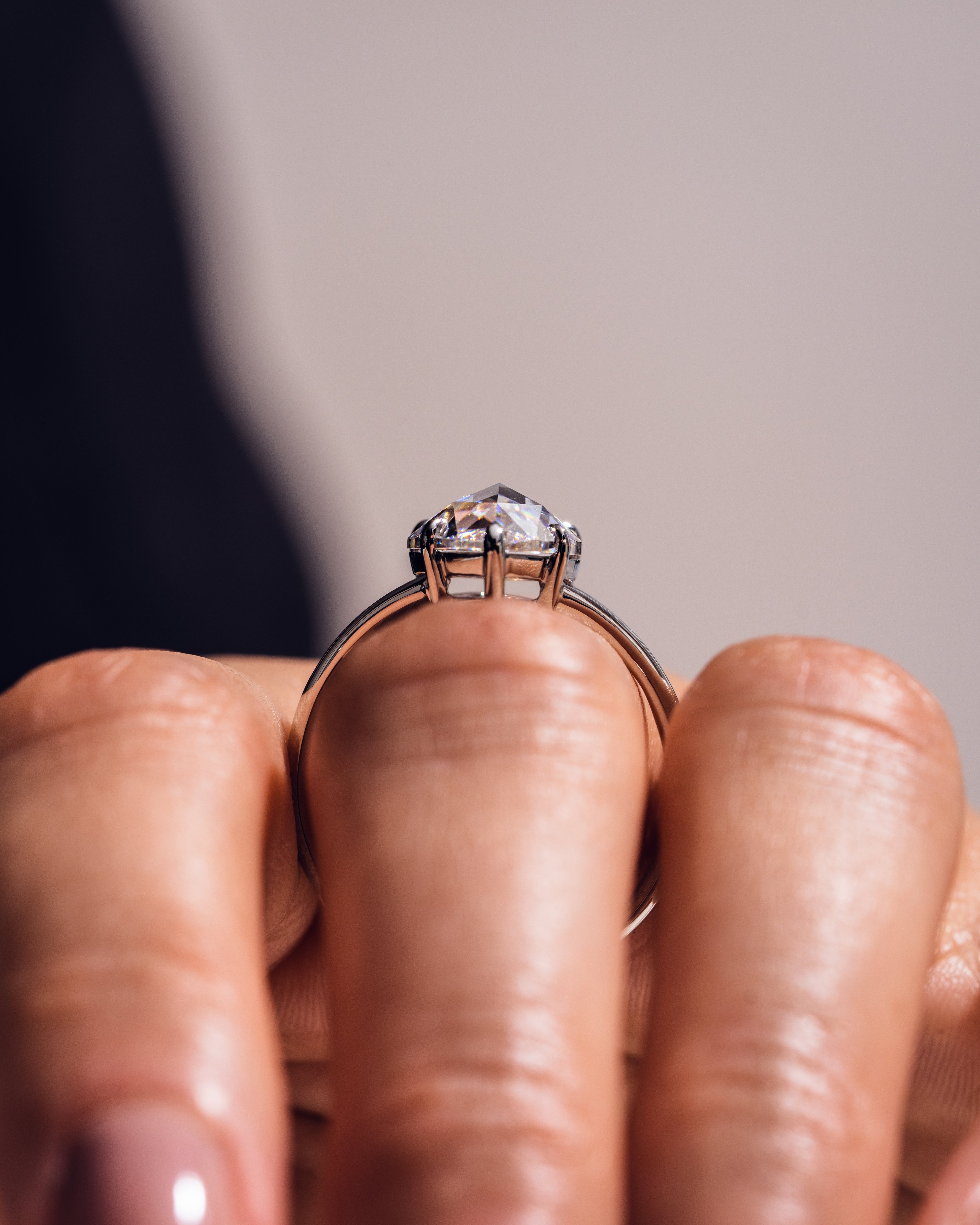 1.09 - 3.09 CT Pear E/VS1 CVD Diamond Solitaire Split Shank Engagement Ring - Camila Brown