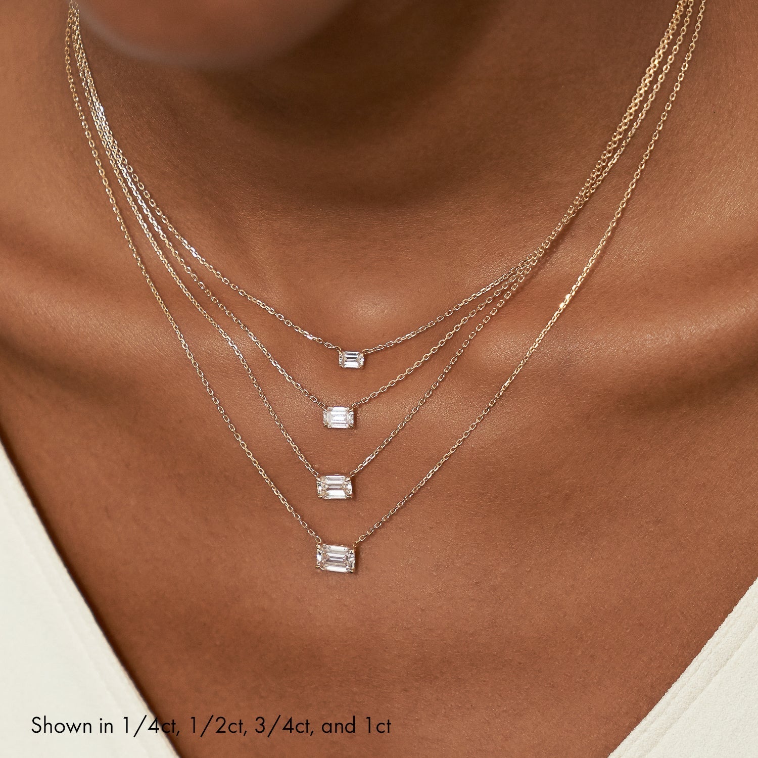 0.25 CT-1.0 CT Emerald Solitaire F/VS Lab Grown Diamond Necklace - Camila Brown