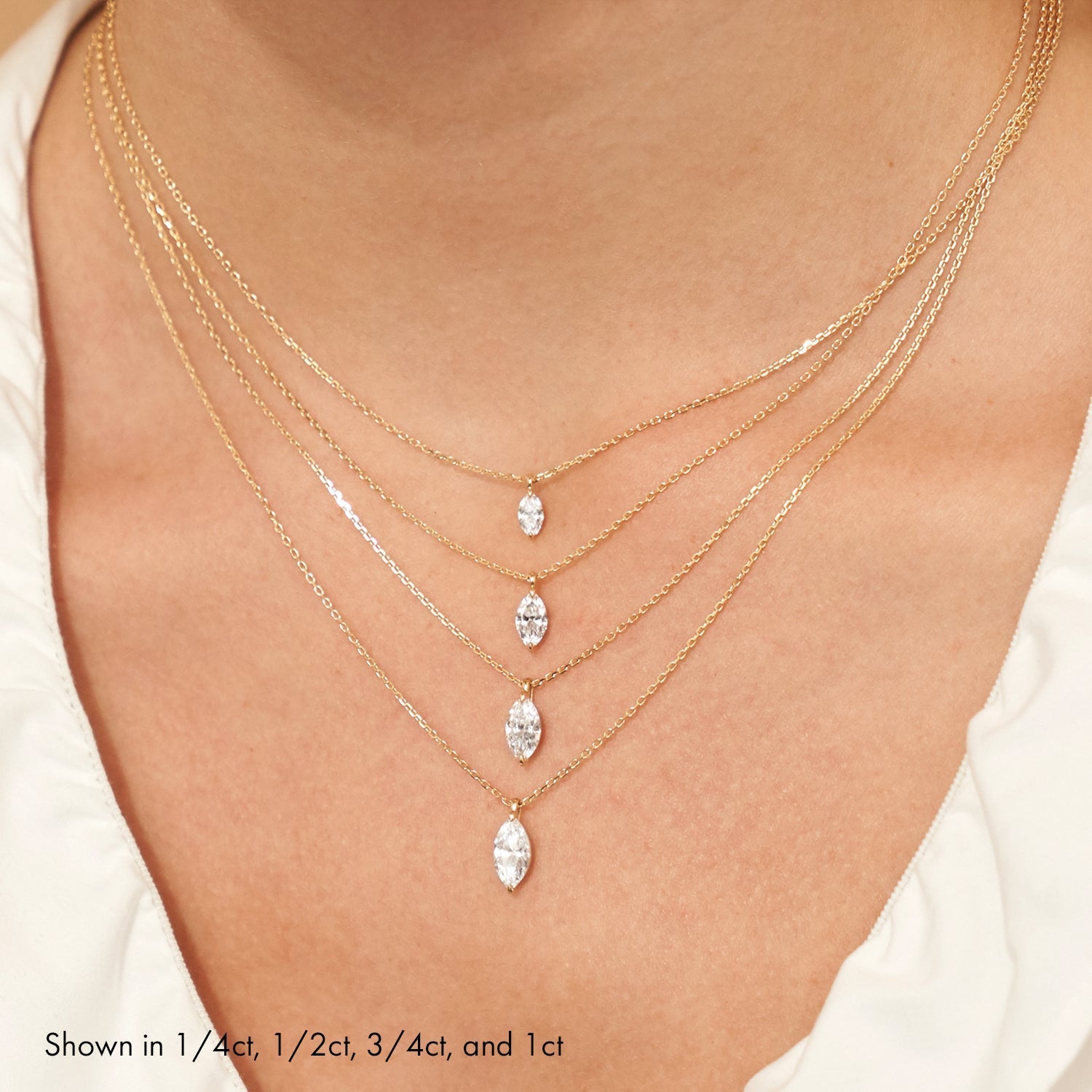 0.25 CT-1.0 CT Marquise Solitaire F/VS Lab Grown Diamond Necklace - Camila Brown