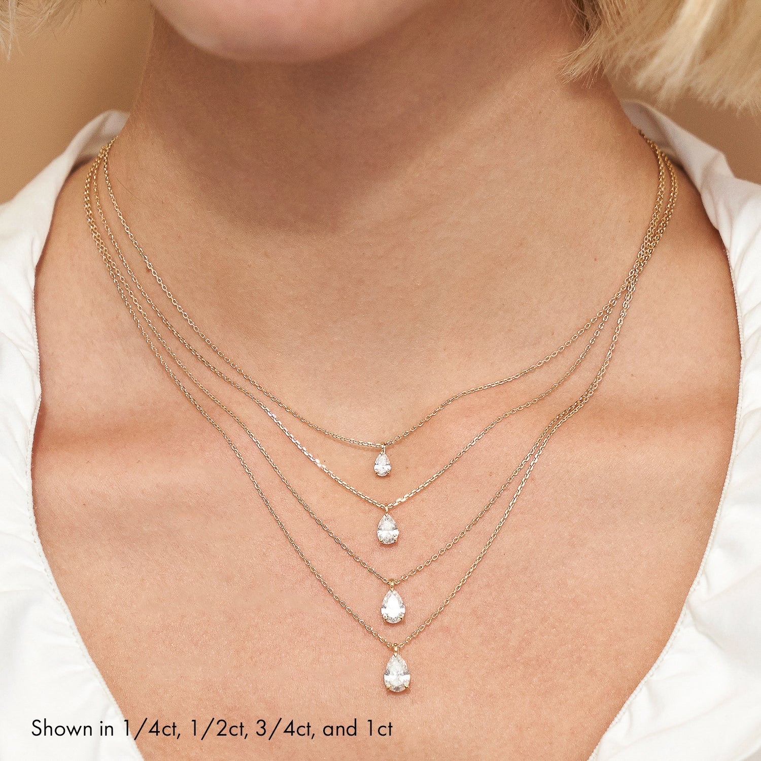 0.25 CT-1.0 CT Pear Solitaire F/VS Lab Grown Diamond Necklace - Camila Brown