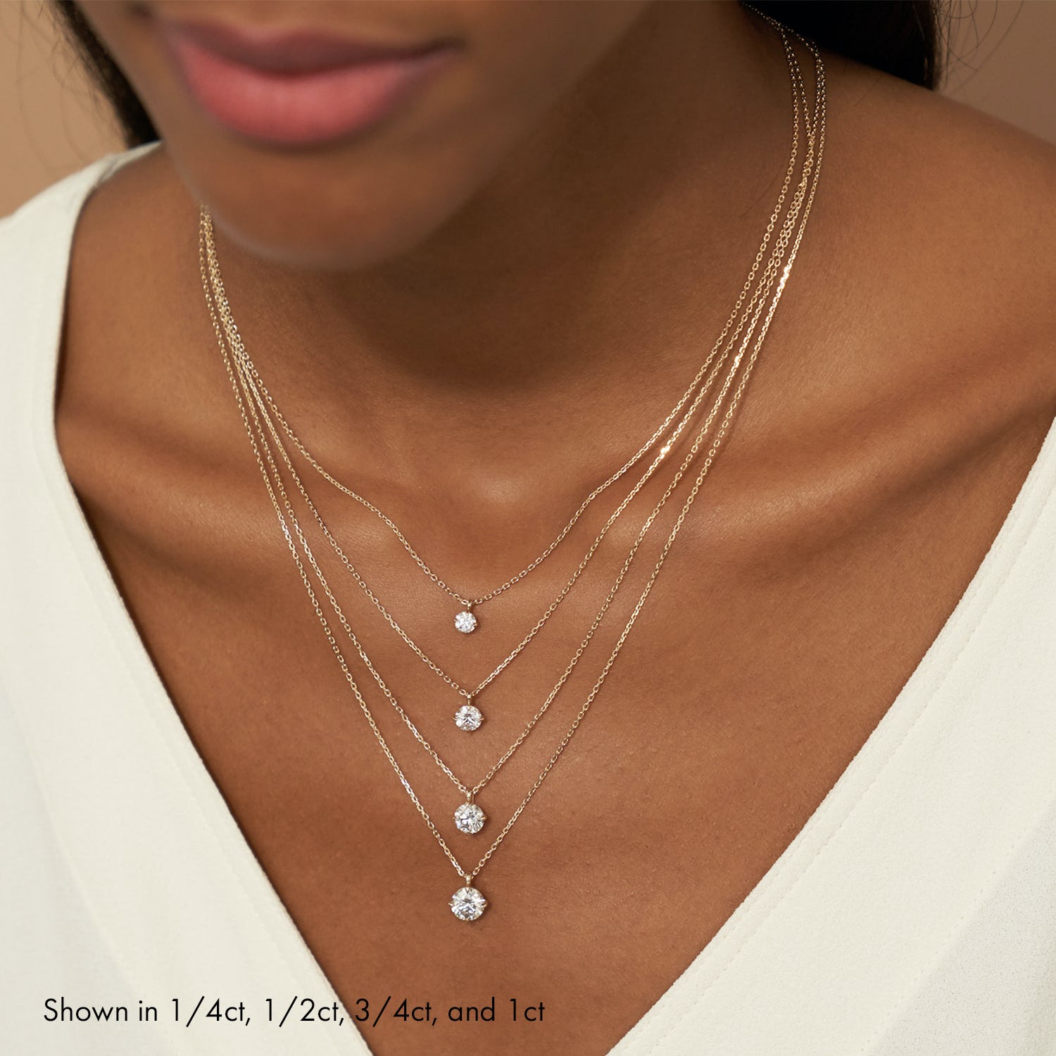 0.25 CT-1.0 CT Round Solitaire F/VS Lab Grown Diamond Necklace - Camila Brown