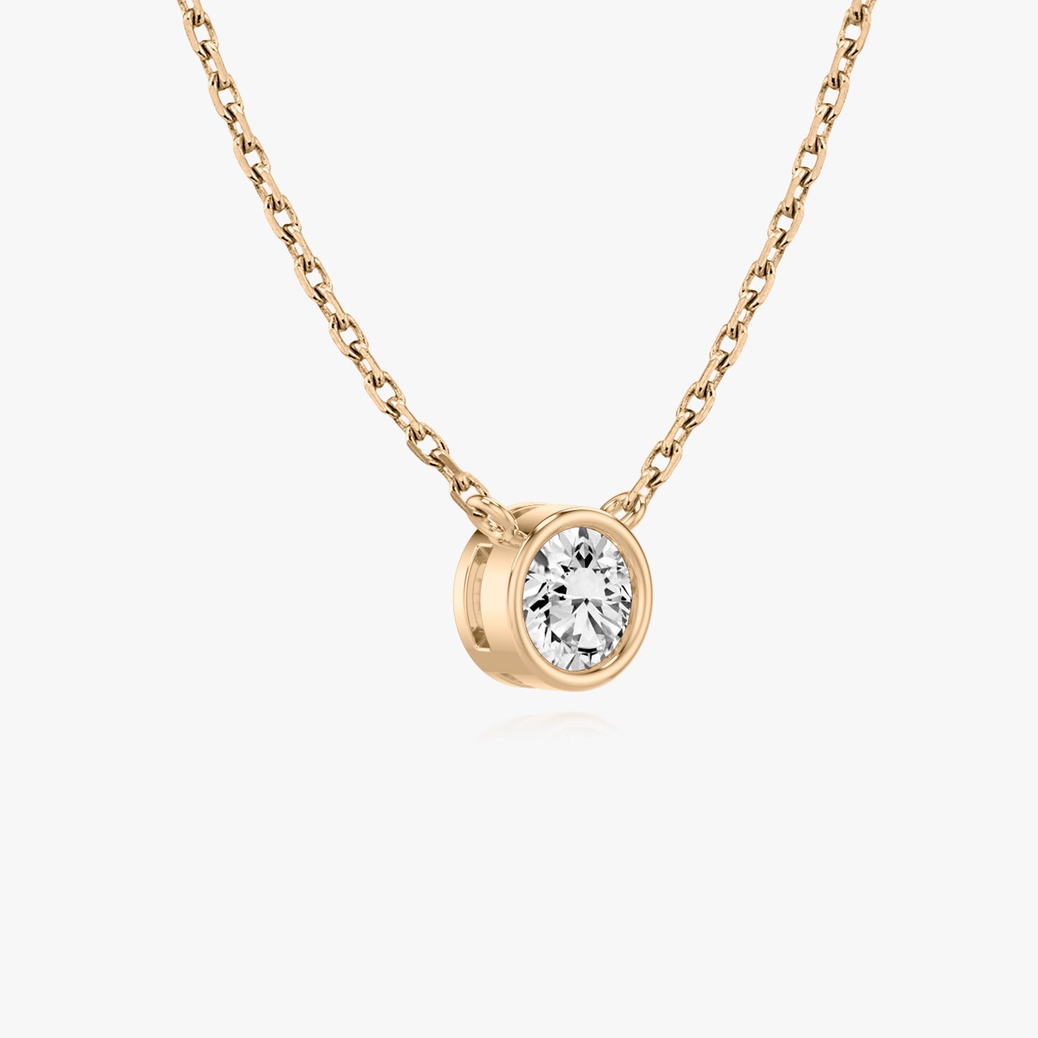 0.10 CT-1.0 CT Round Bezel Solitaire F/VS Lab Grown Diamond Necklace - Camila Brown