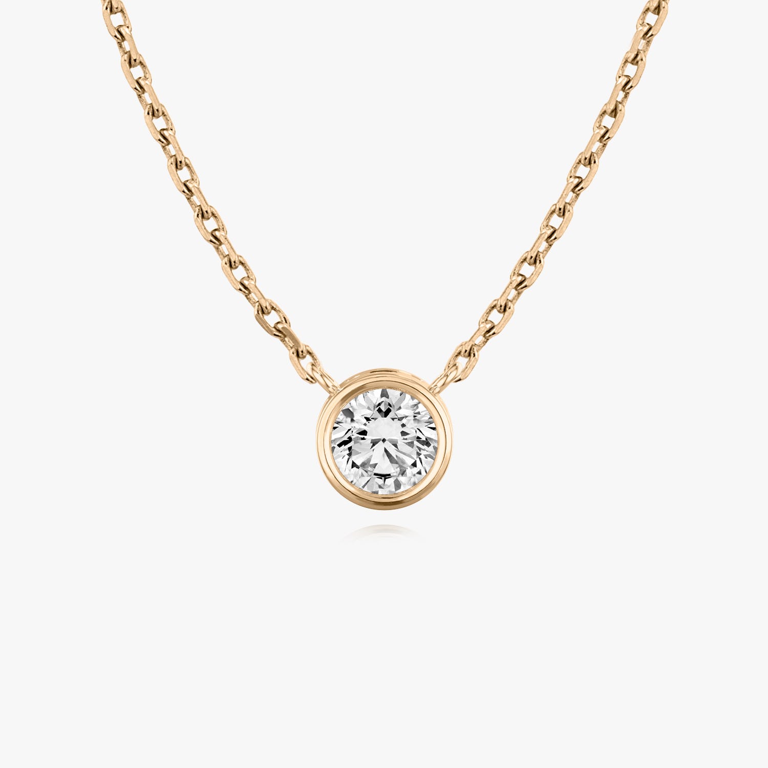 0.10 CT-1.0 CT Round Bezel Solitaire F/VS Lab Grown Diamond Necklace - Camila Brown