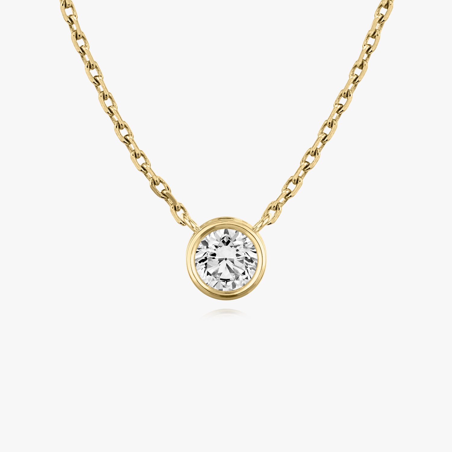 0.10 CT-1.0 CT Round Bezel Solitaire F/VS Lab Grown Diamond Necklace - Camila Brown