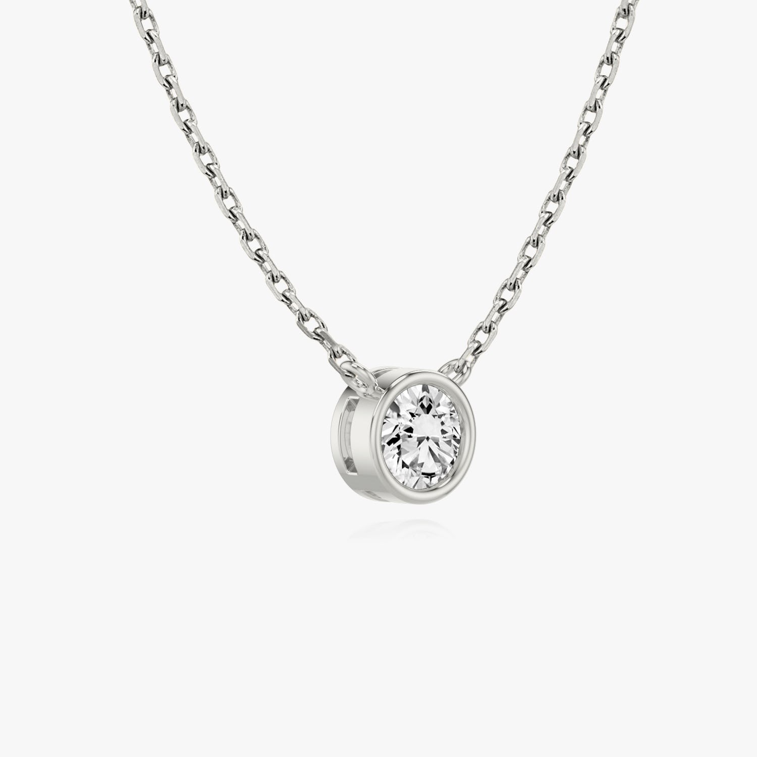 0.10 CT-1.0 CT Round Bezel Solitaire F/VS Lab Grown Diamond Necklace - Camila Brown