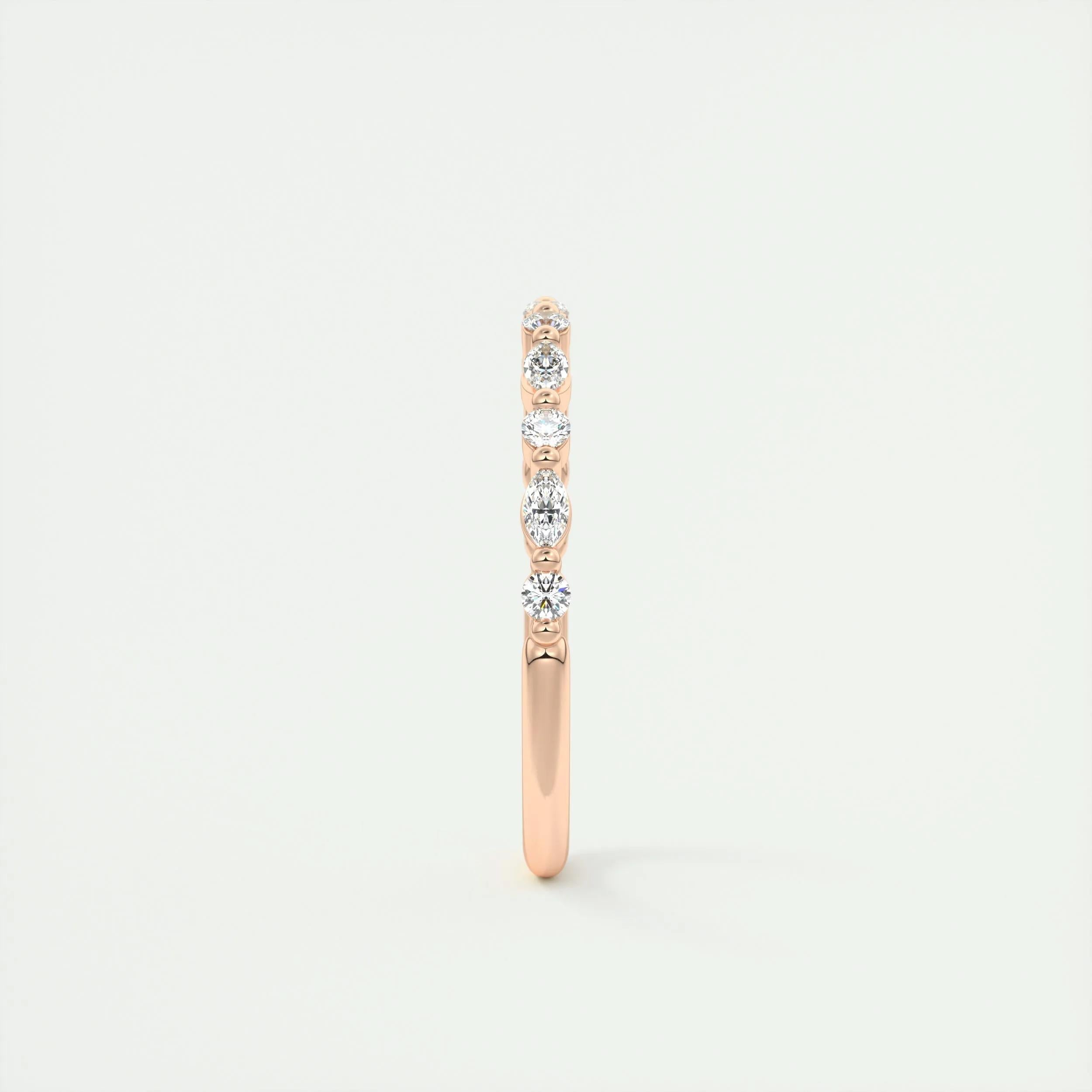 0.32 TCW Marquise & Round CVD Diamond Bubble Prongs Wedding Band - Camila Brown