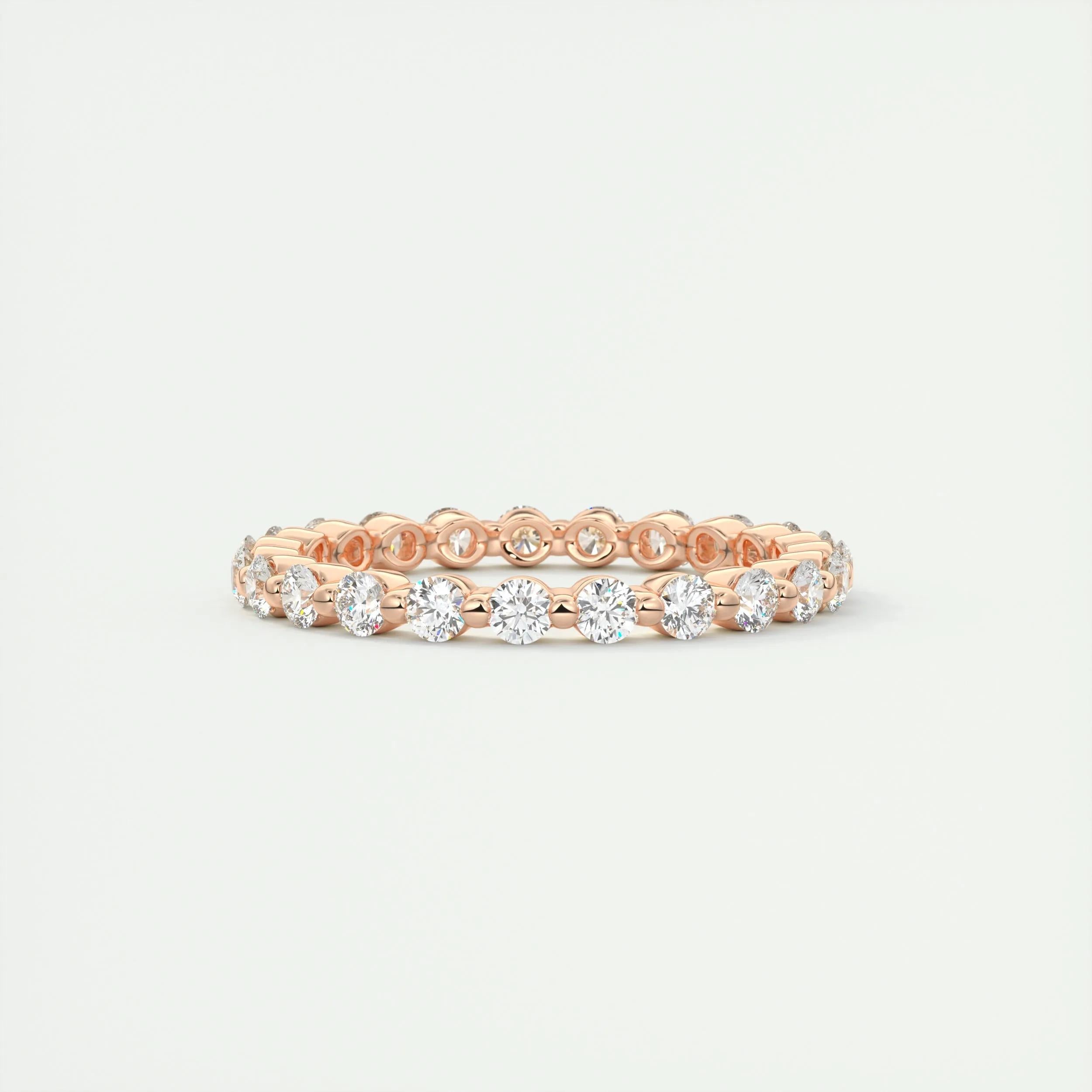 0.69 TCW Round CVD Diamond bubble prong Wedding Band - Camila Brown